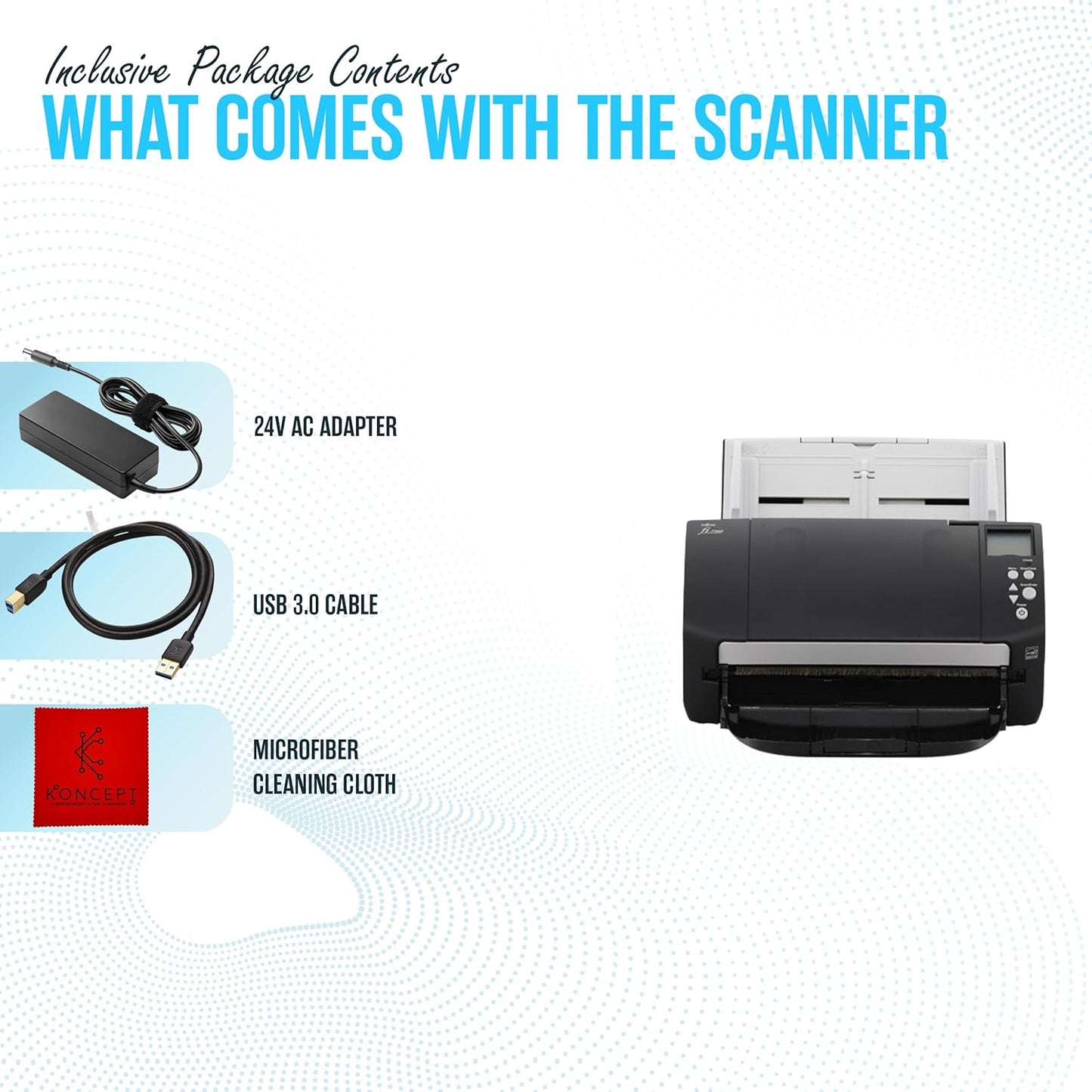 FI-7160 Fujitsu Document Scanner - Duplex - Scanners for Computers with 24V & USB 3.0 Cable, 8.5 X 14 in, 600 DPI, 60 PPM (Mono/Color), ADF, 4000 Scans Per Day (Renewed)
