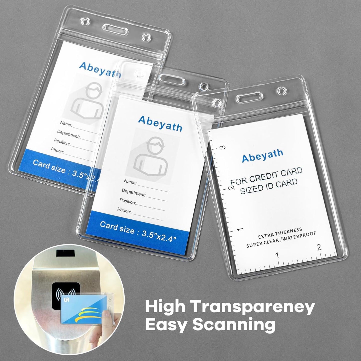 10 Pack Extra Thick ID Card Name Badge Holder Heavy Duty Waterproof Clear Plastic PVC Vertical Sleeve Pocket Resealable