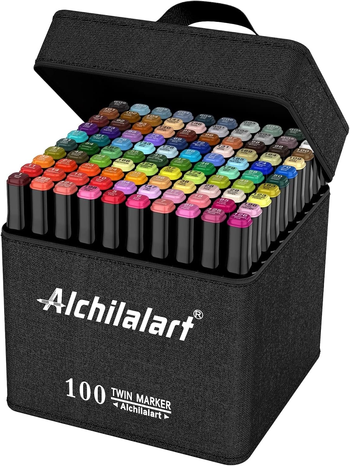 alchilalart 100-Colors Alcohol Based markers, Alcohol Markers Set, Dual Tip Alcohol Sketching Drawing Markers Animation for Adults Kids