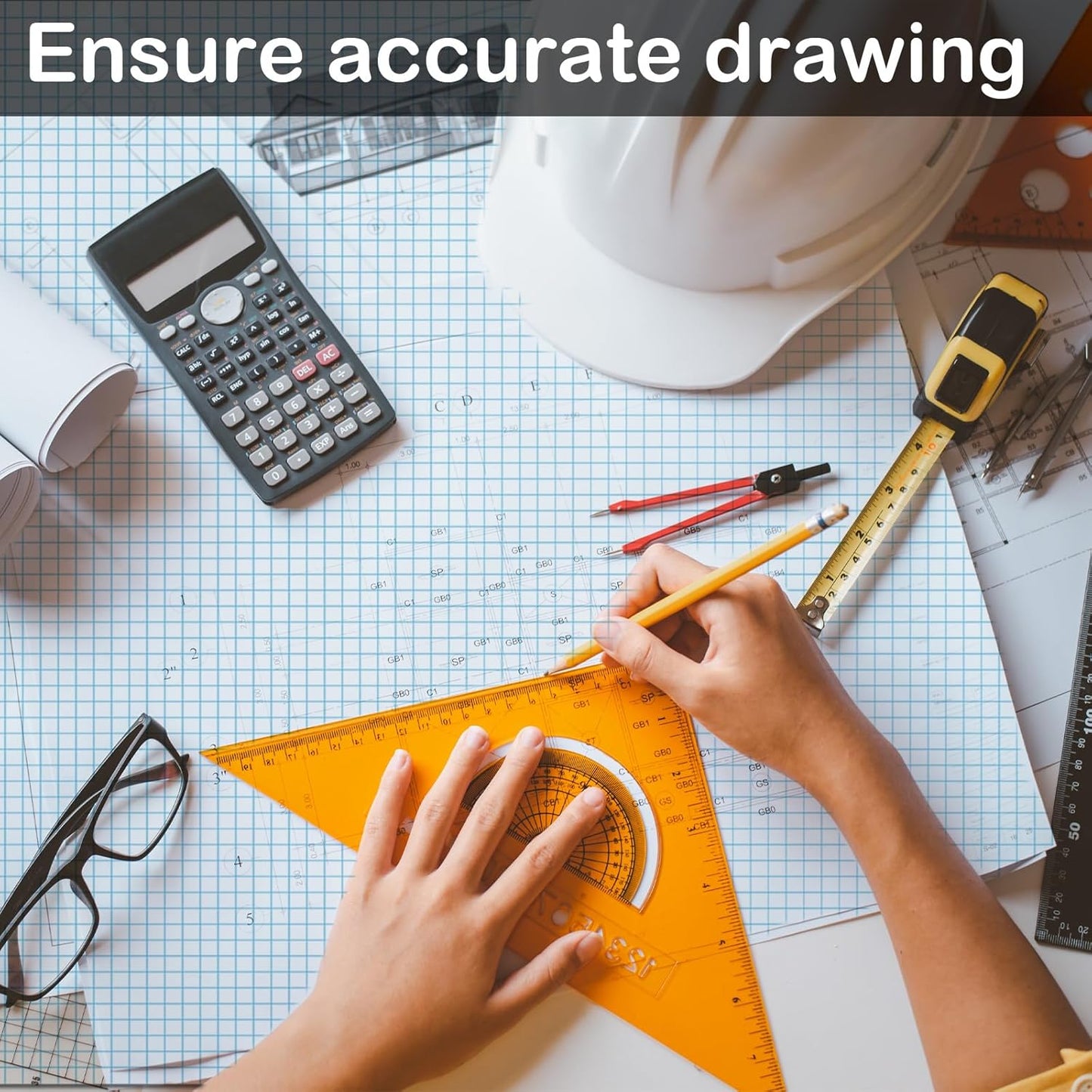 gisgfim Large Engineering Graph Paper Pad 22x 17 Landscape 4 X 4 Blue Grid Pad Giant Drafting Sketching Paper Blueprint Grid-Based Graphing for Engineer Designer Architect Draftsman Rolled Delivery