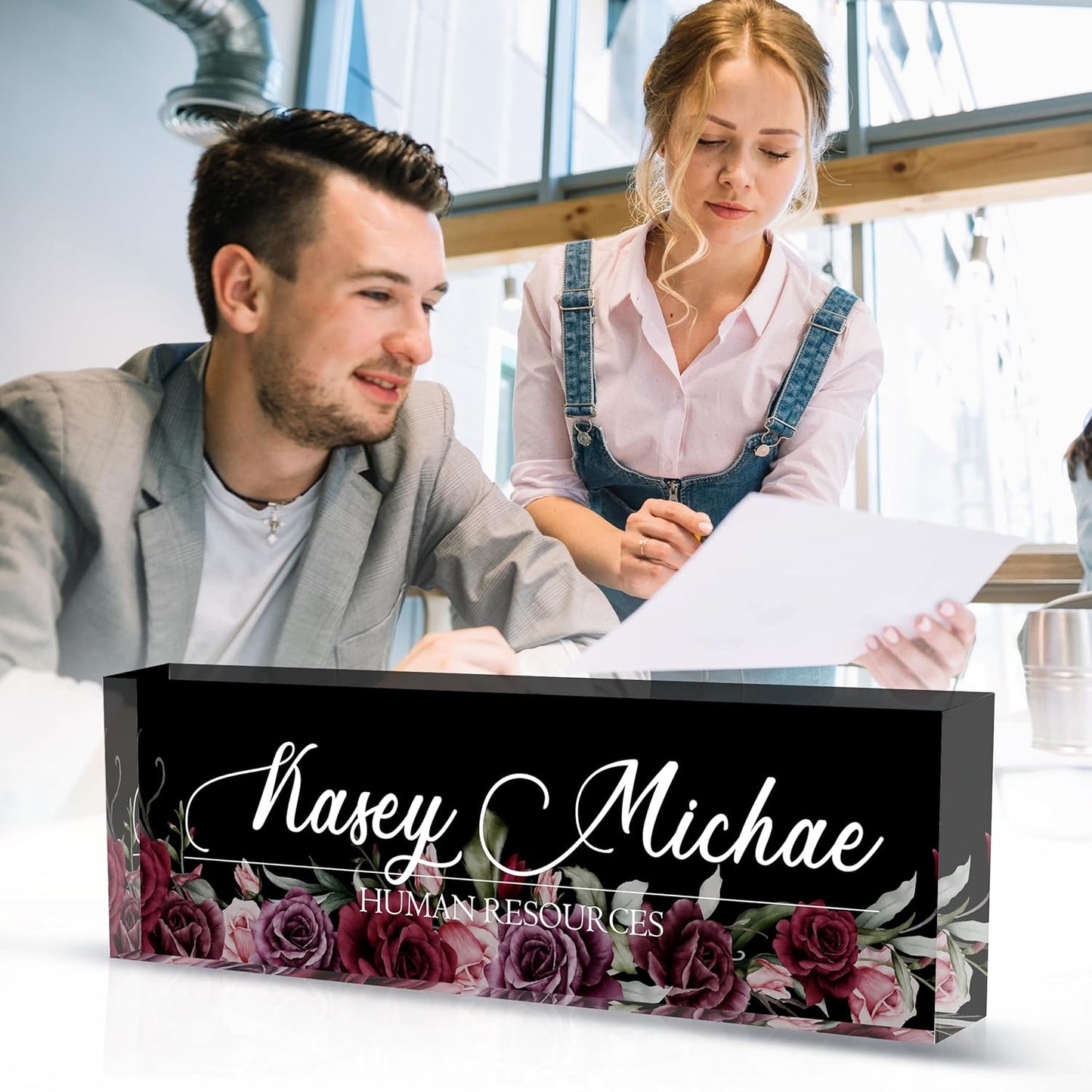 Desk Name Plate Personalized, Personalized Name Plate for Desk, Office Desk Decor The Office Gifts for Women Men, Acrylic Desk Accessories Employee Appreciation Gifts for Boss, Manager, Teacher