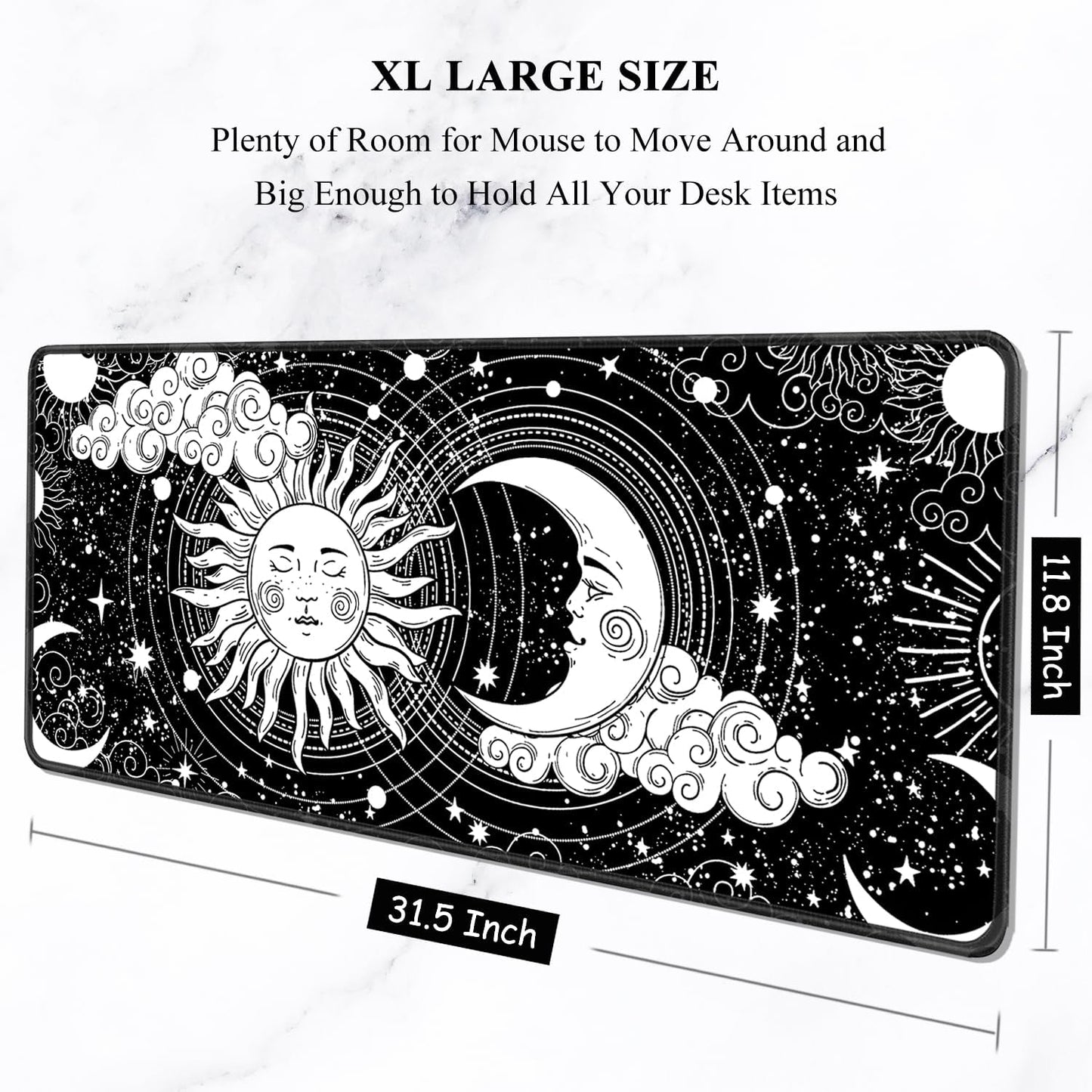 Auhoahsil Large Mouse Pad, XXL Gaming Mousepad, Desk Mat for Desktop, Thick Rubber, Big & Long Size, Stitched Edges, Full Desk Pad for Laptop & Computer, Extended 31.5 x 11.8 in, Magic Astrology