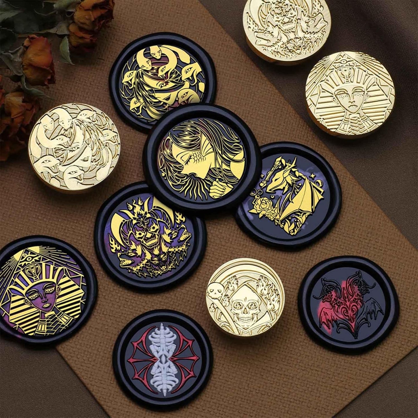 Evil Eye Wax Seal Stamp - Devil's Eye Sealed Stamp Made of Skeleton Bones,Halloween Wax Seal with Handle for Envelopes Letters Handicraft DIY and Creative Gifts