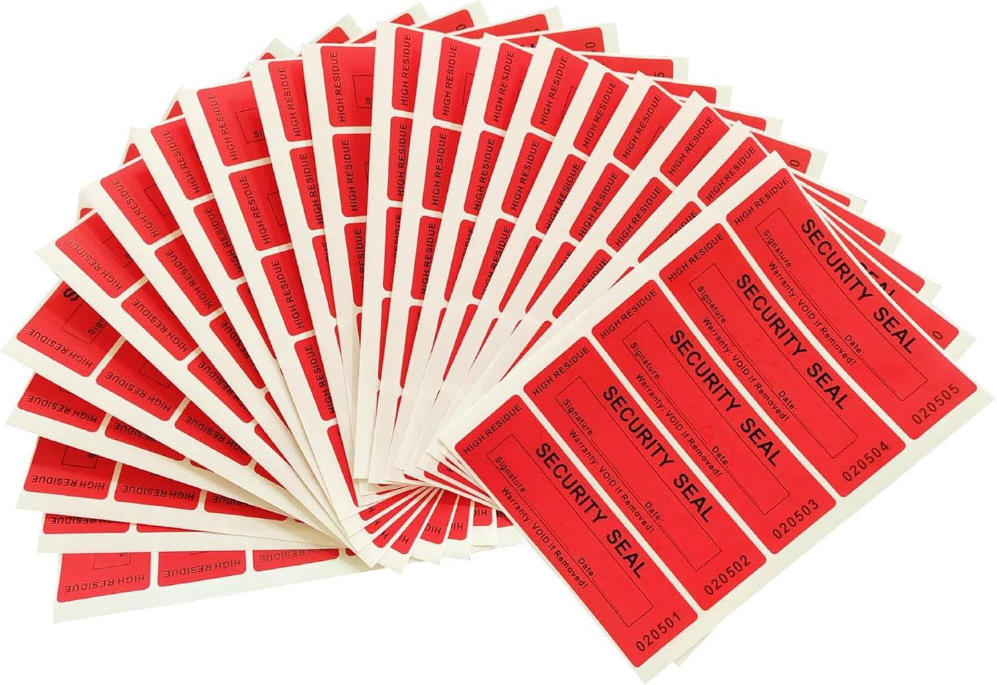 100pcs 25x90mm Total Transfer Tamper Evident Signable Security Tamper Proof Stickers Labels Seals (1x3.54 Inches,Serial Number,Matte Red)