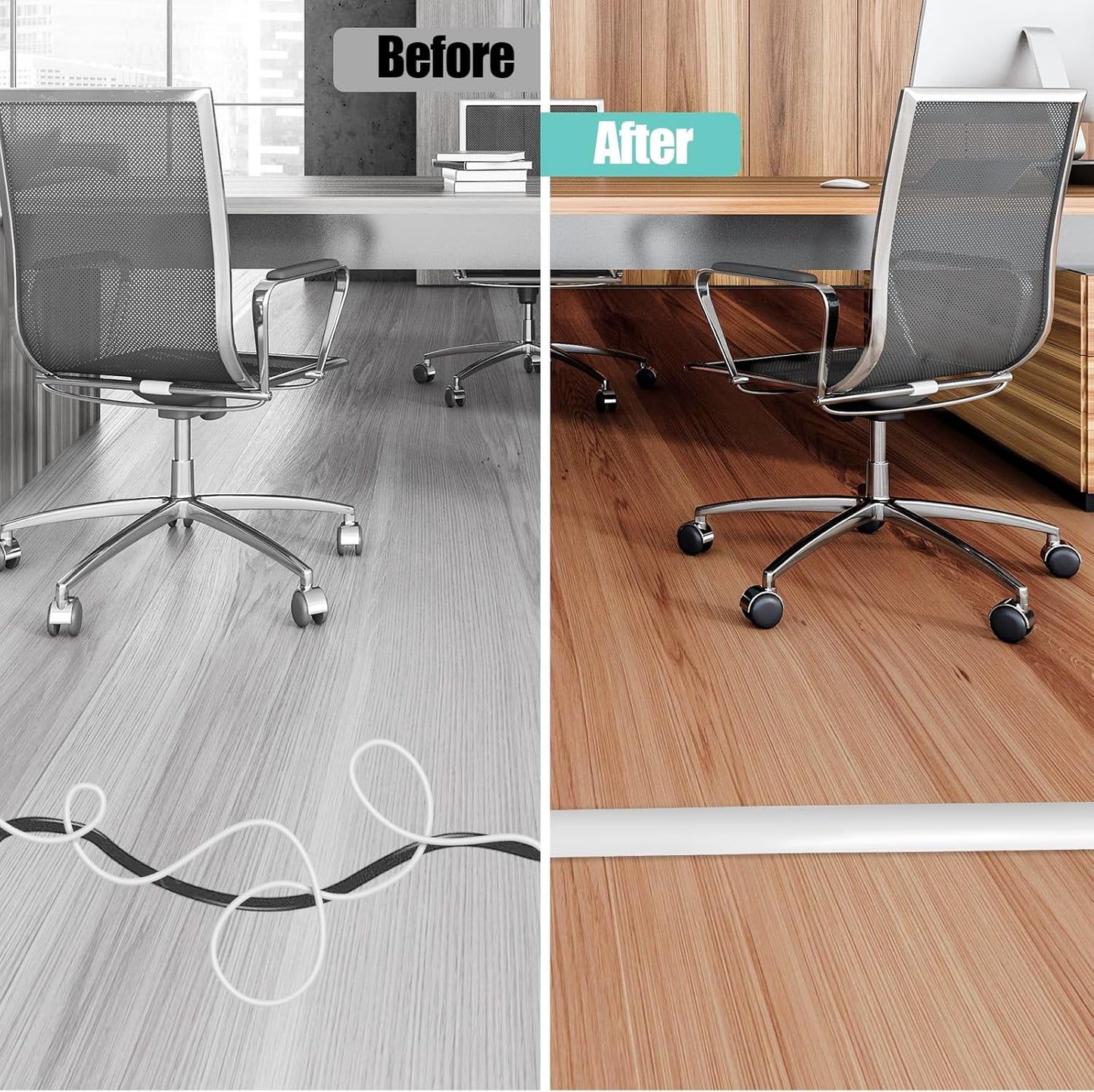 Floor Cord Cover Self Adhesive Cord Hider,3.3FT Cable Management, Extension Strip Protector for Wires, Prevent Cable Trips for Offices, Gyms, Exhibitions Cavity:0.47"(W) x 0.35"(H) White