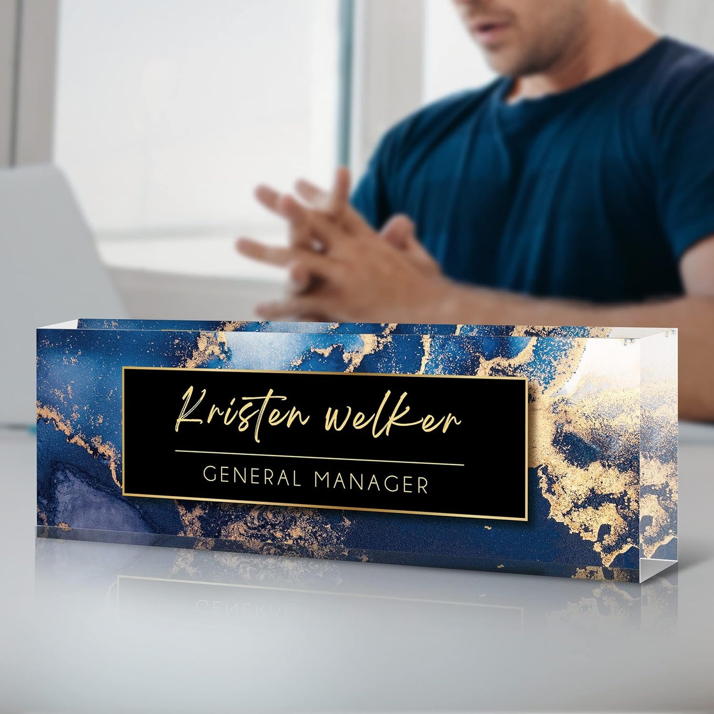 Desk Name Plate Personalized | Custom Name Plates for Desks | Office Gifts for Coworkers, Boss, Employee, Teacher, Social Worker | Office Desk Decor - (8" x 2.5")-Design 7