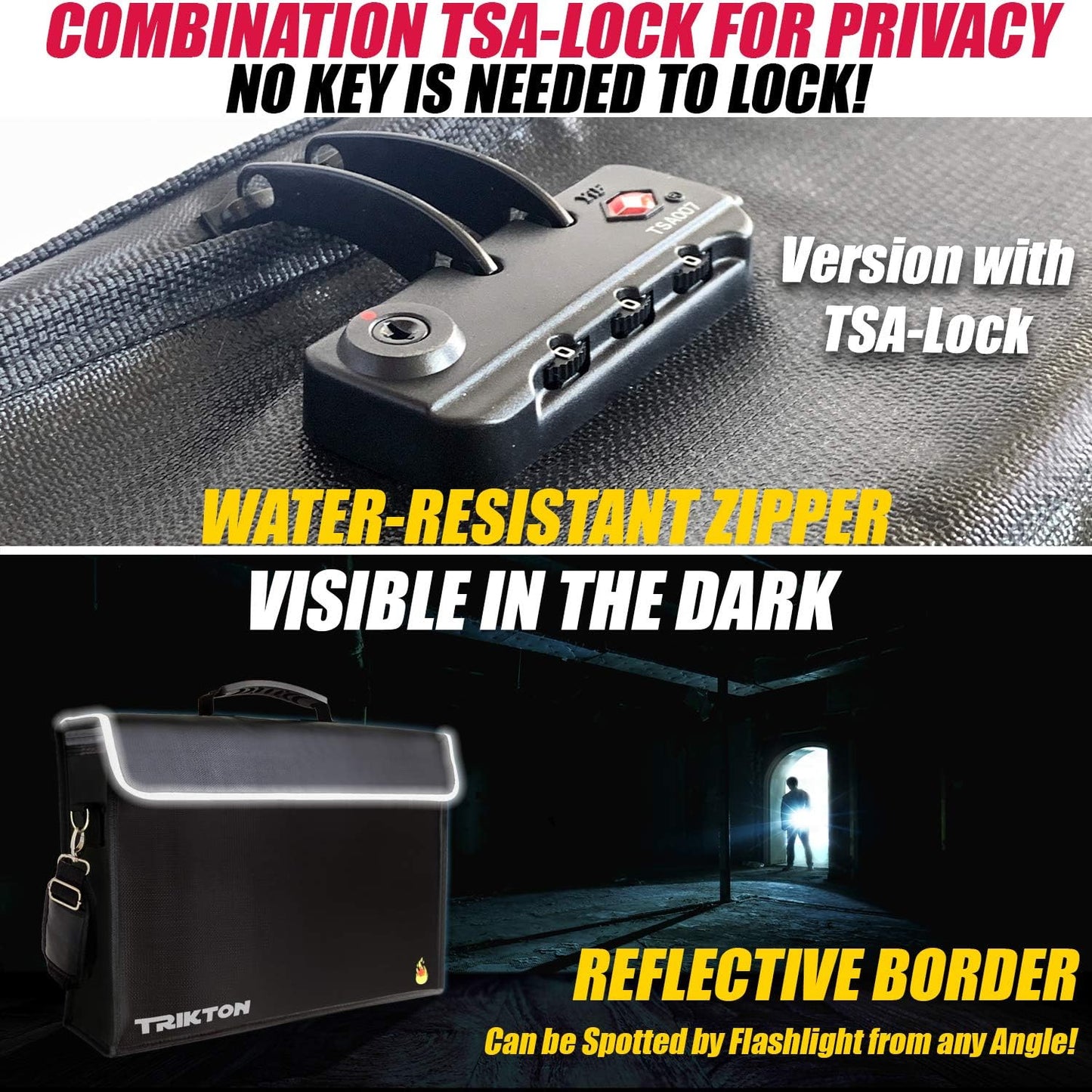 Fireproof and Waterproof Document Bag XXL 17.5x13x5 with Lock TSA for Travel, High-Viz Design, Fireproof Lock Box for Documents, Holds A3, Legal Size Files, Developed by USA Engineers and Firefighters