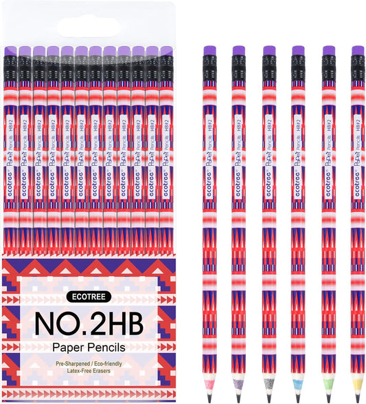 ECOTREE Pencils #2 Pre-Sharpened Pencils for Kids Number 2 Pencil with Erasers for School, Writing, 12 Count