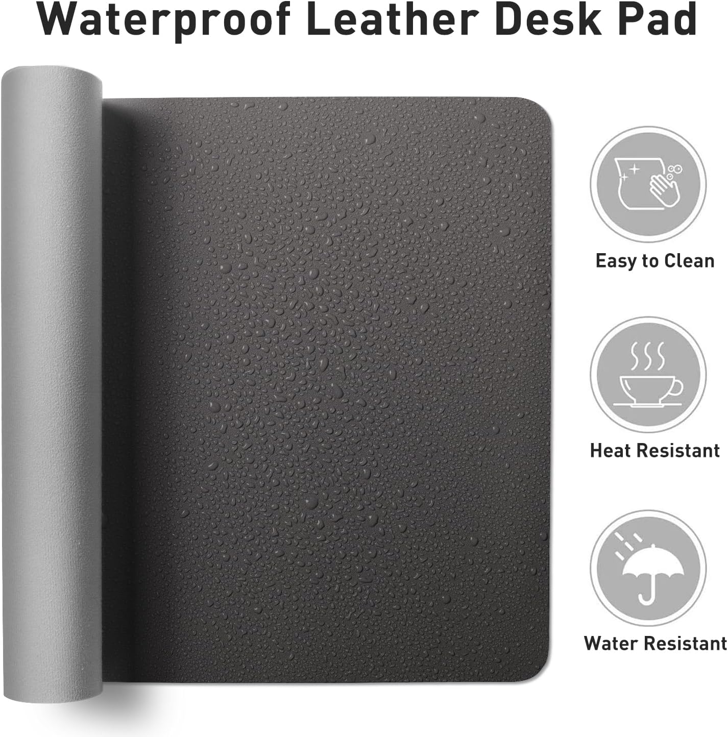 Leather Desk Pad Protector,Mouse Pad,Office Desk Mat, Non-Slip PU Leather Desk Blotter,Laptop Desk Pad,Waterproof Desk Writing Pad for Office and Home (Gray,31.5" x 15.7")
