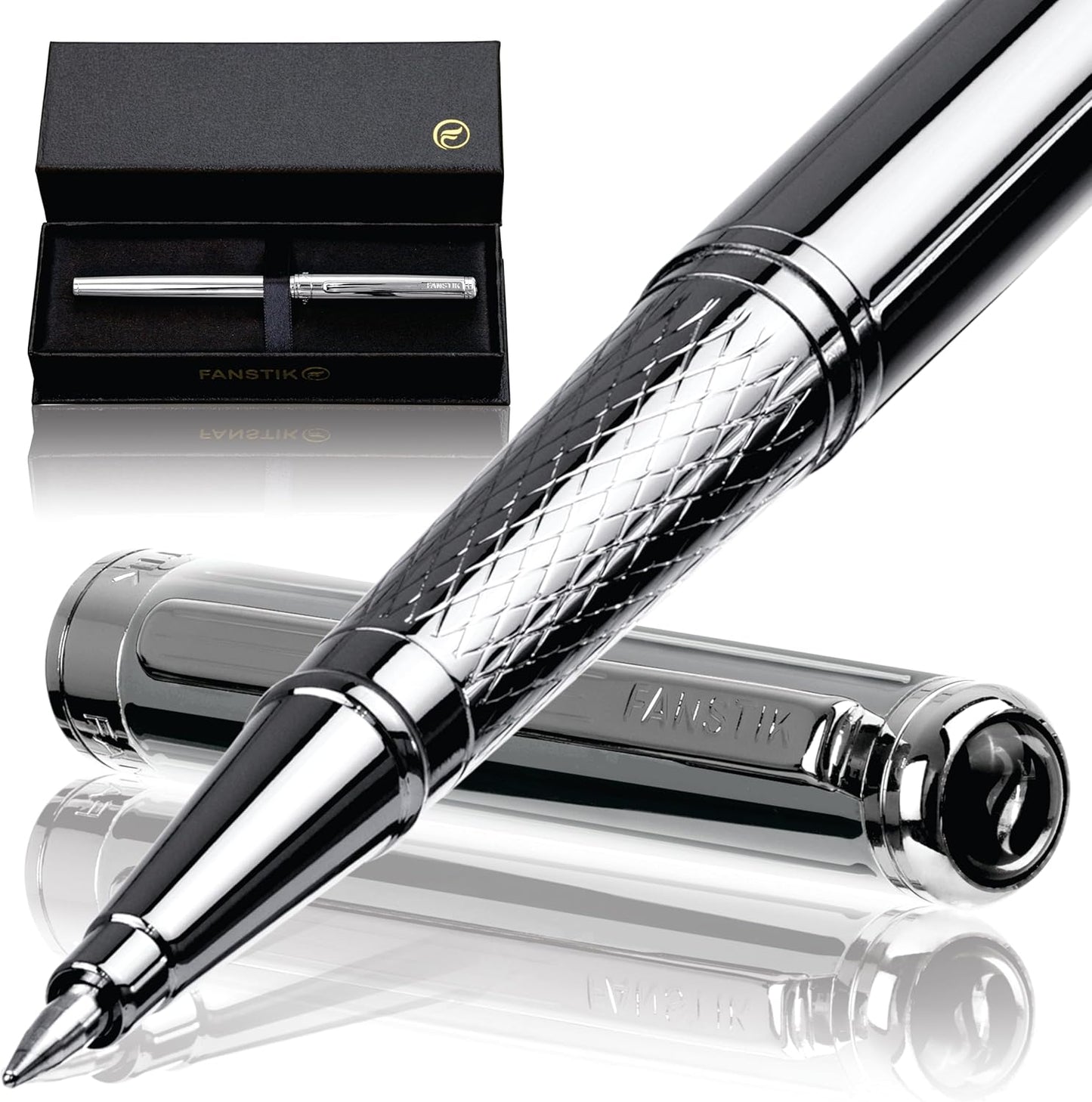 Silver Luxury Rollerball pen (Made In USA) fancy gift set for women, Real 24K Gold Plating, Professional executive pen gift set for men (Lux Rollerball Silver)