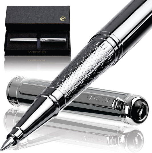 Silver Luxury Rollerball pen (Made In USA) fancy gift set for women, Real 24K Gold Plating, Professional executive pen gift set for men (Lux Rollerball Silver)