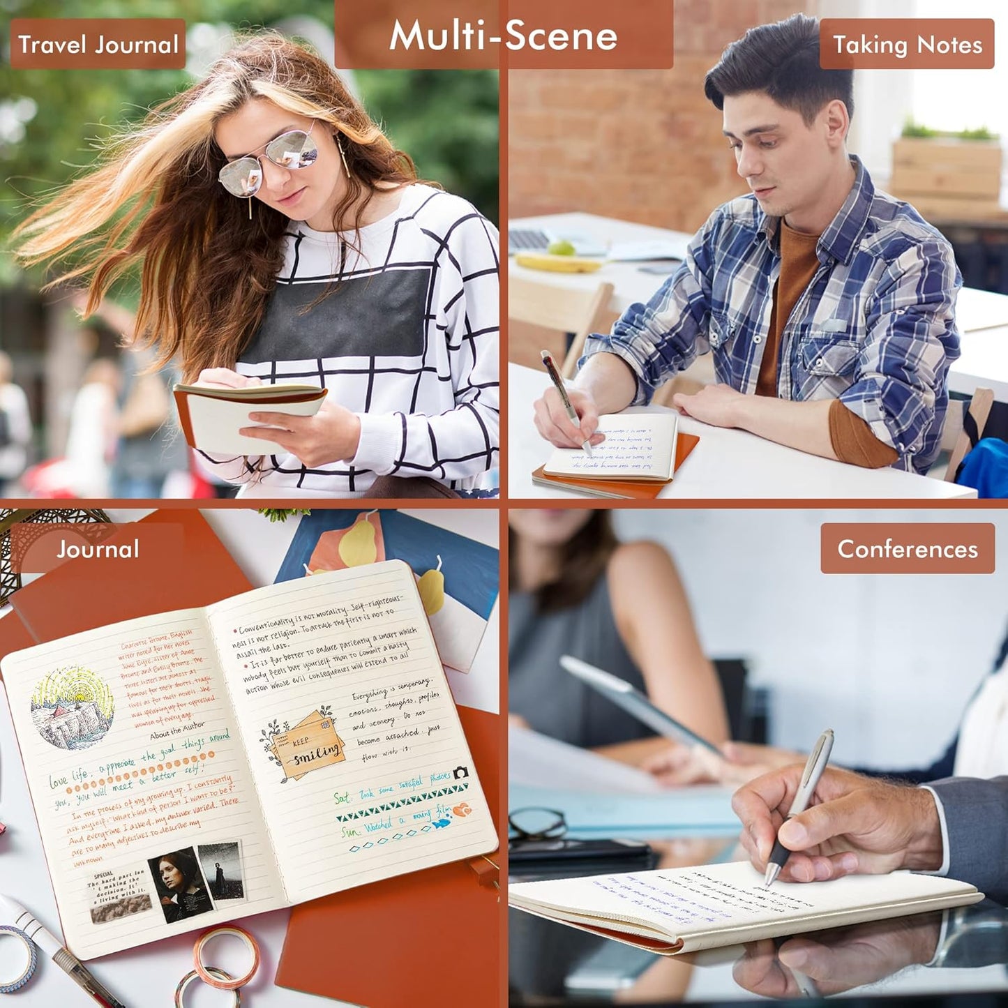 feela 36 Pack Soft Cover Journal Bulk, Lined Blank Travel Journal for Women Men Writing, Notebooks College Ruled for Work, Note Taking Notebook School Business Supplies, 8.2” x 5.5”, A5, Dark Orange