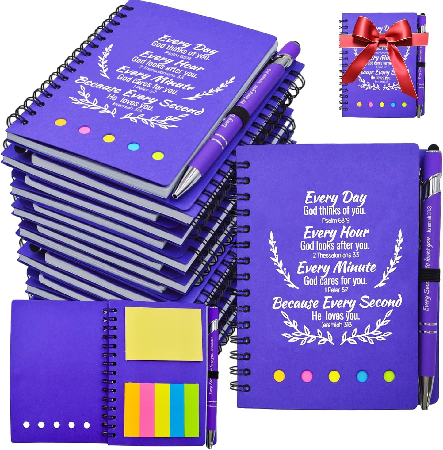 100 Pcs Bulk Fathers Day Christian Gifts Prayer Journal for Woman - 50 Set Religious Notepad with Christian Pen - Bible Notebook - Church Gifts for Inspirational, Bible Study, Devotions ( Elegant )