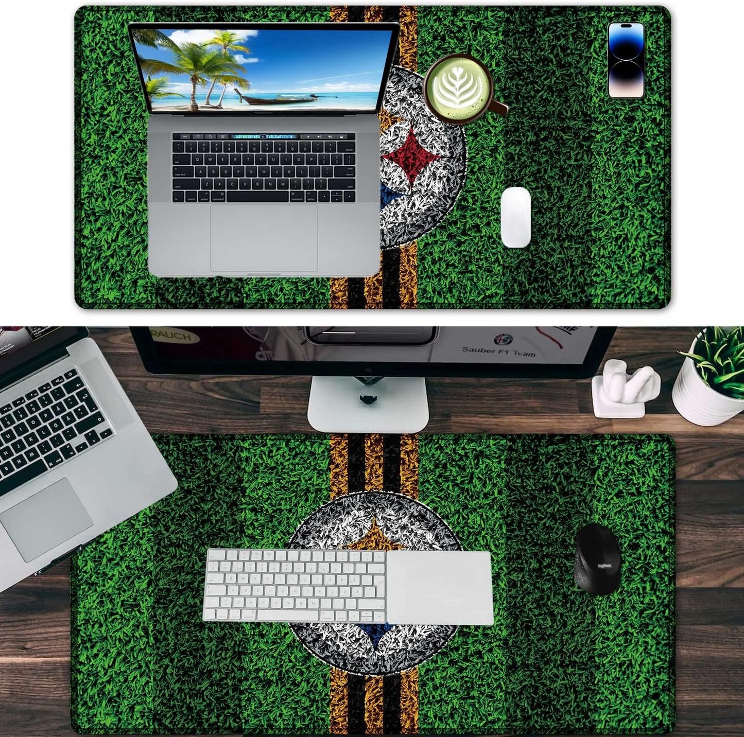 XXL Professional Gaming Mouse Pad, Large Computer Keyboard Mouse Mat Desk Pad with Non-Slip Base and Stitched Edge for Home Office Gaming Work, 31.5x15.7in Extended Mouse Pad Desk Accessories
