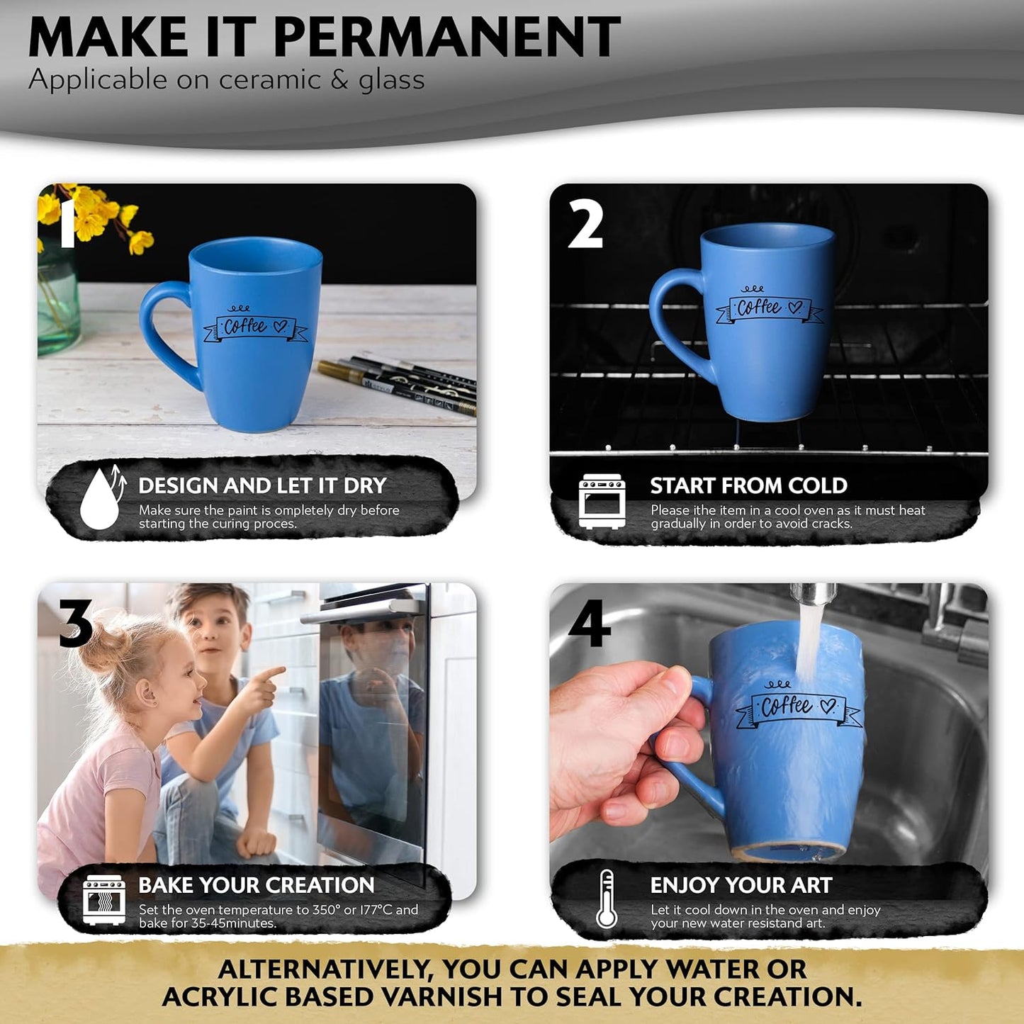 Stylo 4 Count Acrylic Metallic Pens - Gold Paint Pens - Fine Tip Permanent Acrylic Metallic Paint Markers for Rock Painting, Glass, Wood, Ideal for Arts and Crafts (Pack of 4, Gold)