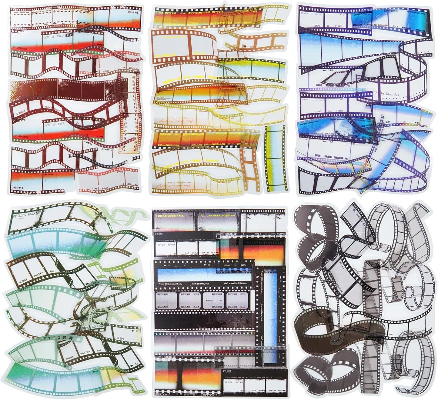 Film Strip PET Sticker Set, 120PCS Vintage Scrapbook Stickers for Journaling, Planners, DIY Crafts, Card Making and Art Supplies