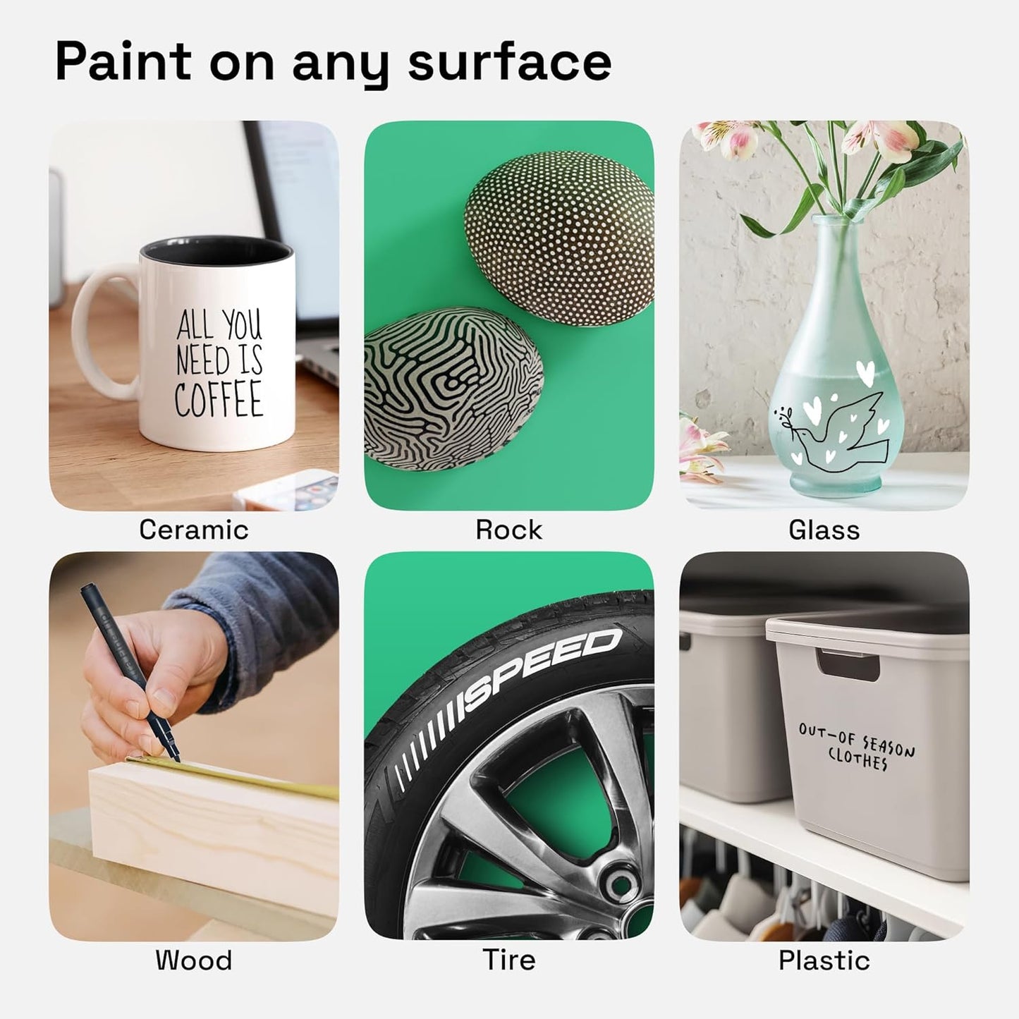 ARTISTRO 2 Black & White Permanent Marker - Waterproof Markers for Tire, Fabric, Rocks, Glass, Ceramic, Wood, Paper - Oil Based Paint Pens - Extra-Fine Tip 0.7mm