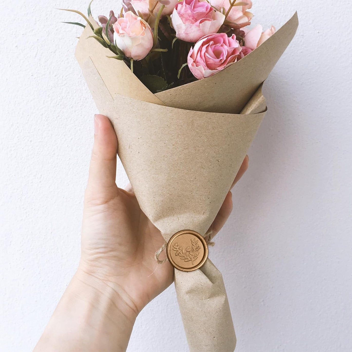 Handmade Wax Seal Stickers - Wedding Invitation Envelope Seal Stickers, 25 Pcs Self- Adhesive Stickers, Perfect for Invitation, Christmas, Gift Wrapping (Eucalyptus Style, Bronze Wax)