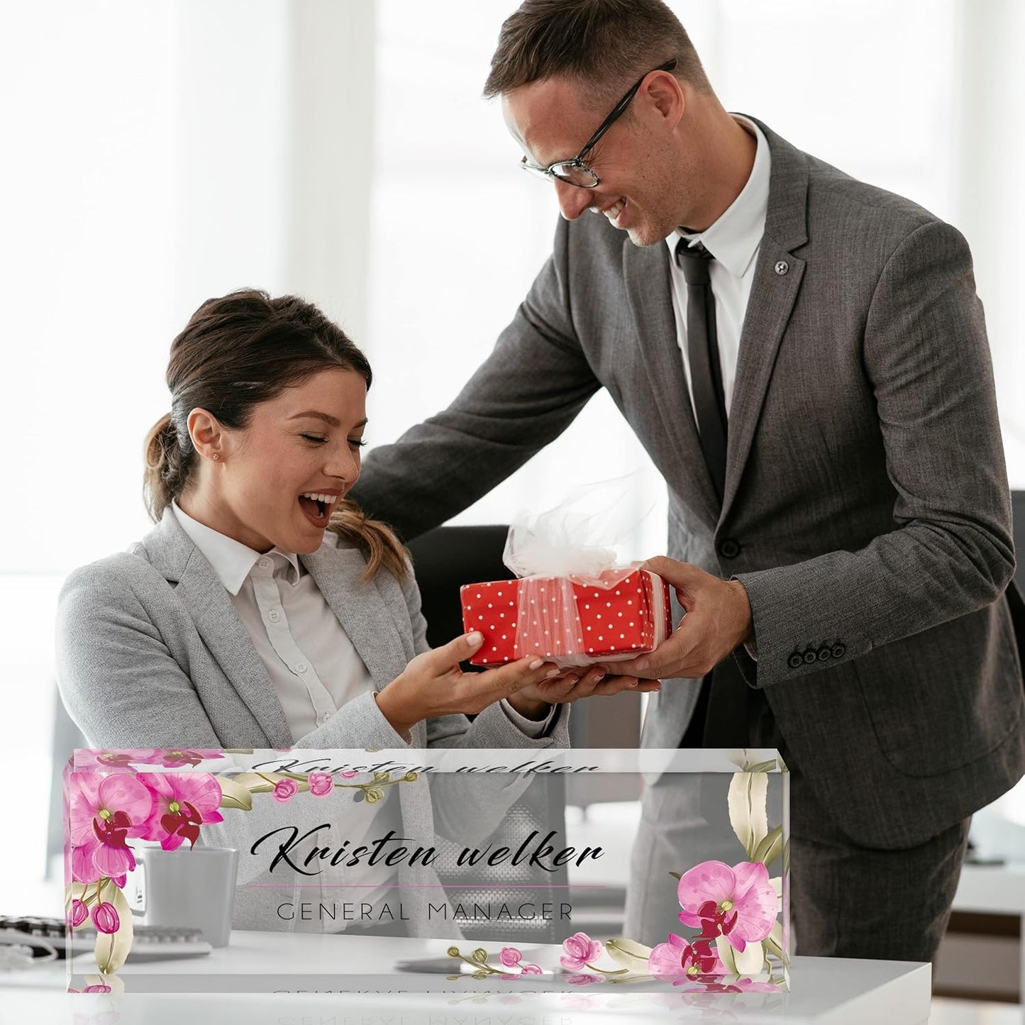 Desk Name Plate Personalized | Custom Name Plates for Desks | Office Gifts for Coworkers, Boss, Employee, Teacher, Social Worker | Office Desk Decor - (8" x 2.5")