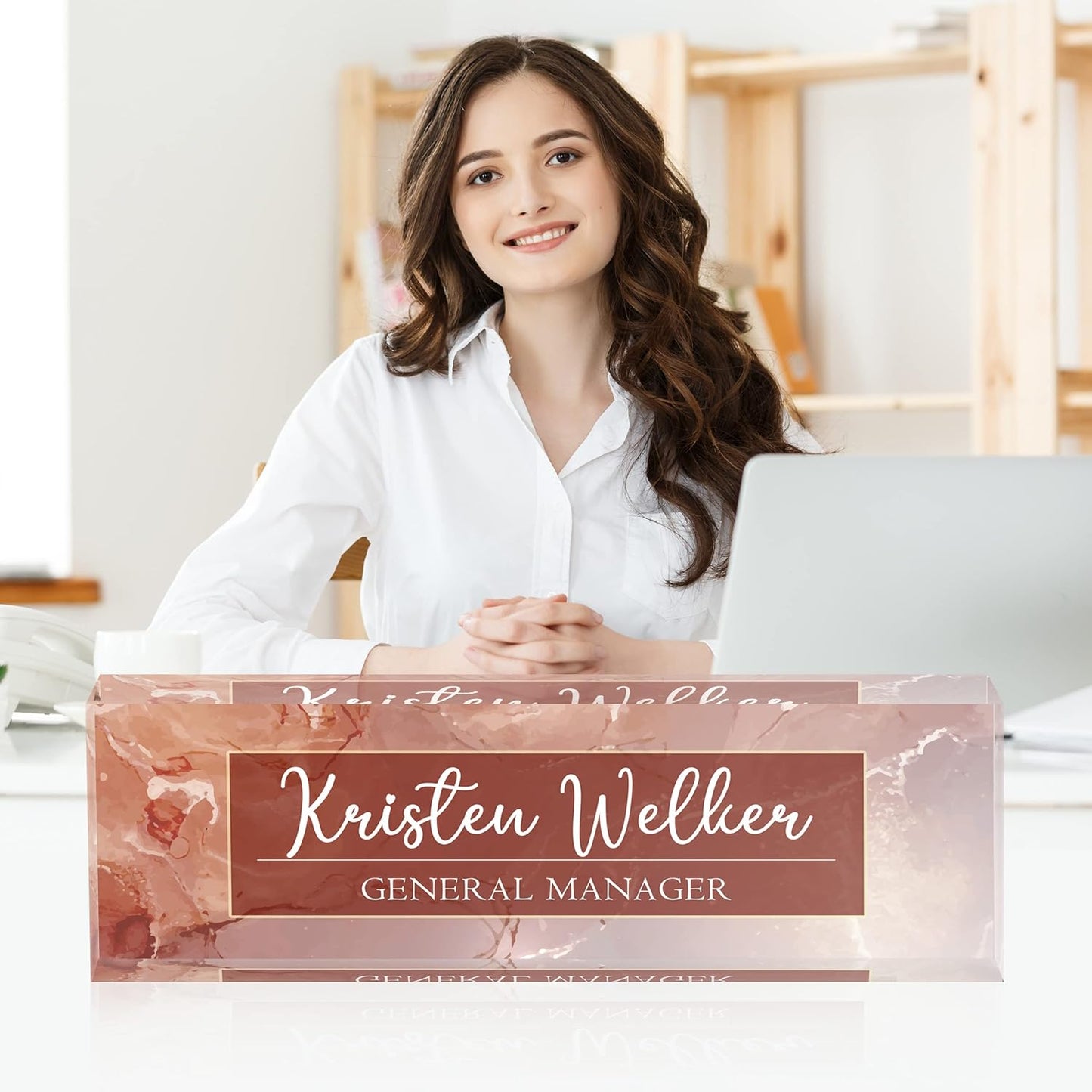 Desk Name Plate Personalized, Custom Name Plate Personalized for Office, Employee Appreciation Gifts,Acrylic Desk Ornaments (red Marble)