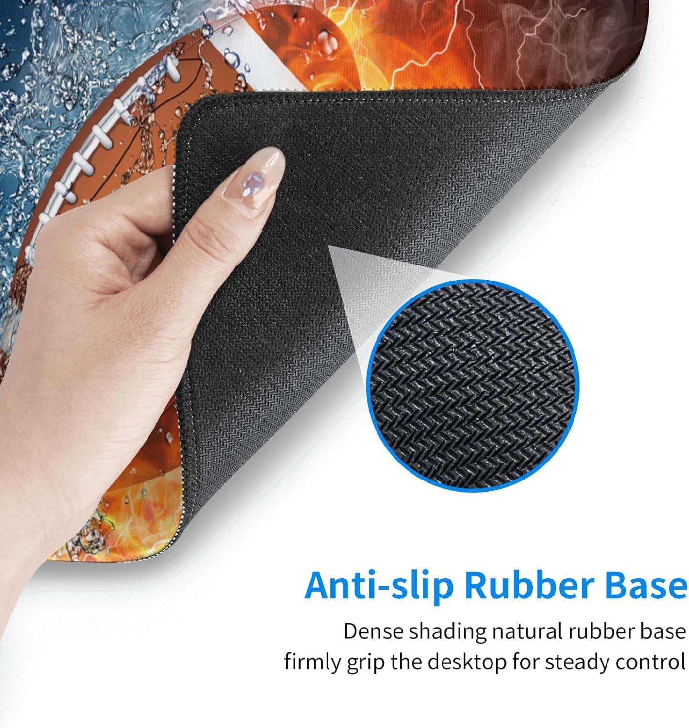 Boys Large Mouse Pad with Football Pattern, 29.5"x15.8" Sports Desk Mat Extended Gaming Mousepad with Non-Slip Rubber Base, Waterproof Computer Keyboard Laptop Desk Pad for Adult Kids Office Home Work