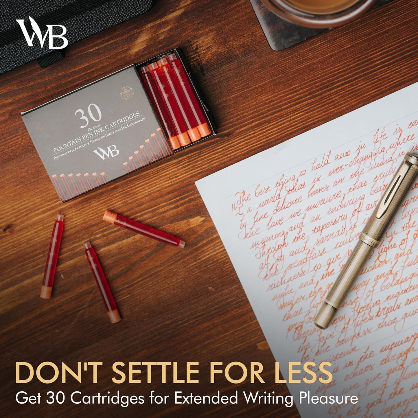 Wordsworth & Black 30 Pack Fountain Pen Ink Refills - Set of 30 Black Ink Cartridges - International Standard Size - Length APPR 2.3" - Base Diameter APPR 0.24" - Disposable and Generic