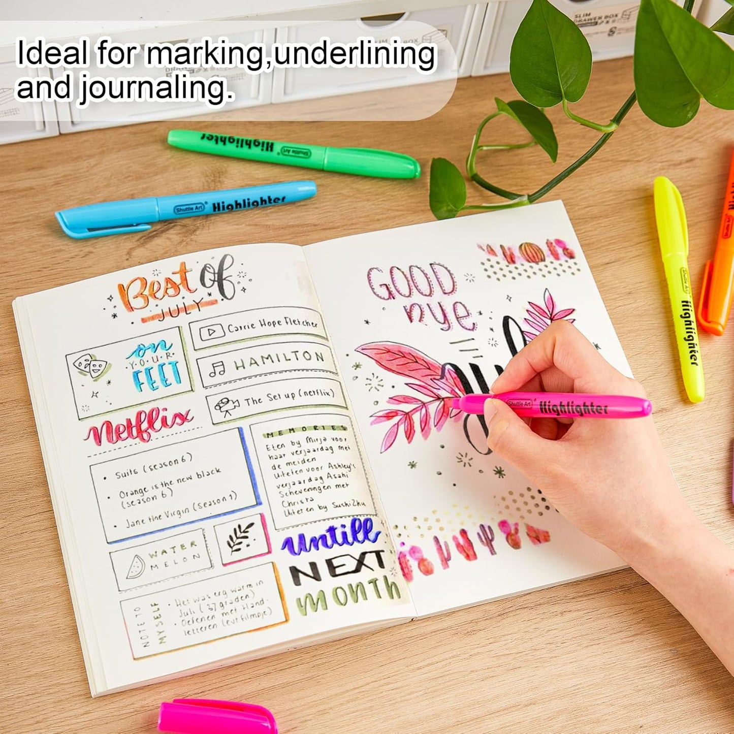 Shuttle Art 216 Pack Highlighters, Highlighters Assorted Colors Set, 6 Bright Colors Chisel Tip Dry-Quickly Non-Toxic Highlighter Markers Bulk for Adults Kids Highlighting in Home School Office