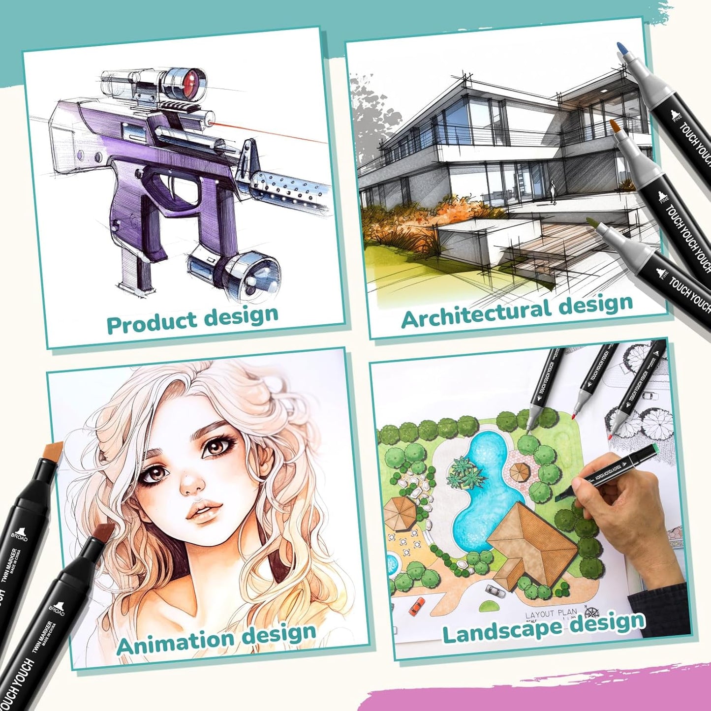 Sayglossy 262 Colors Alcohol Markers Brush Tip Art Marker Double Tip Markers with Case, Back to School Brush Alcohol Marker for School Artists Adult Painting Coloring Drawing Supplies Birthday Gift