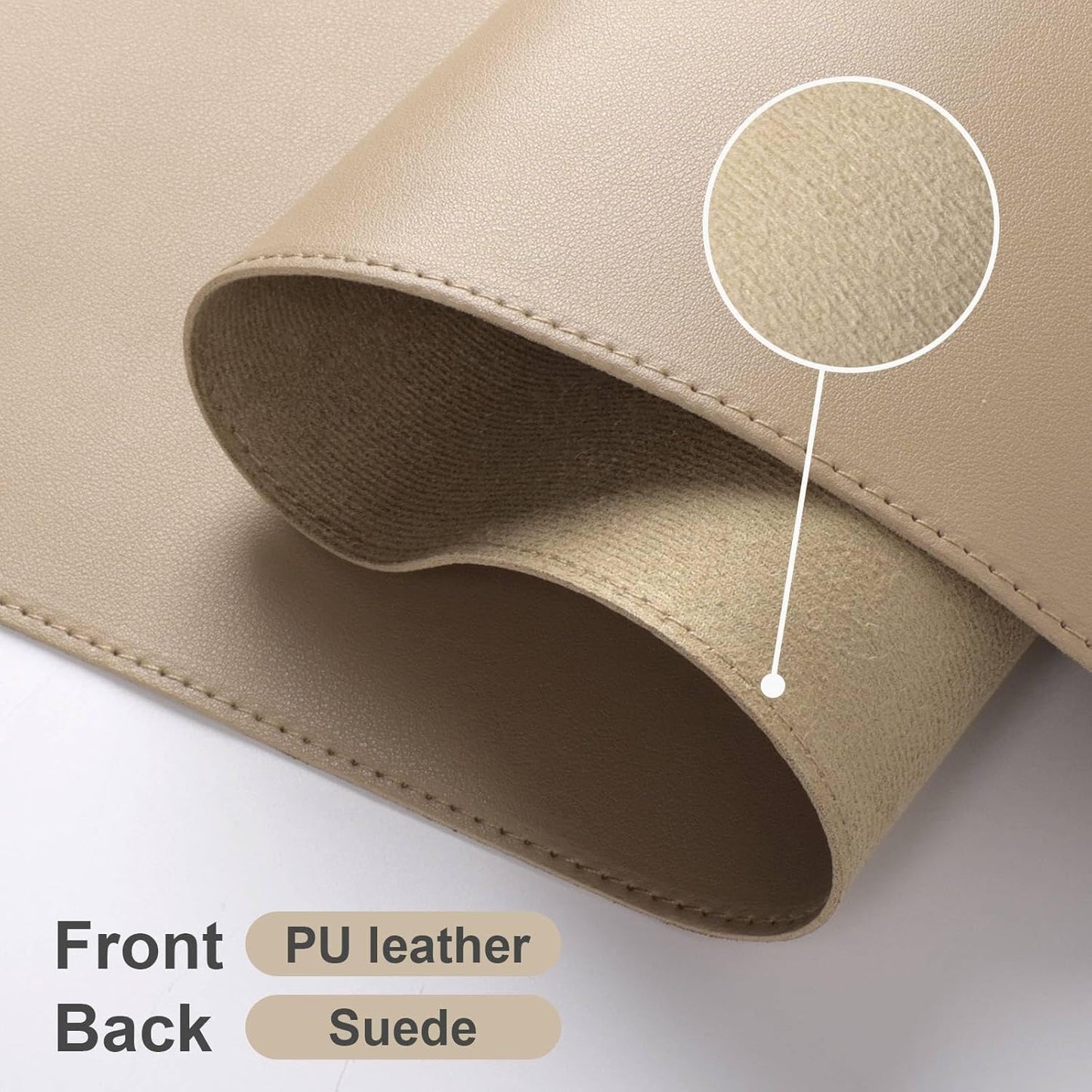 DAWNTREES Desk Mat Protector,PU Leather Desk Pad,Non Slip, Large Mouse Pad and Keyboard Mat, Waterproof Writing Pad for Office and Home (Beige)