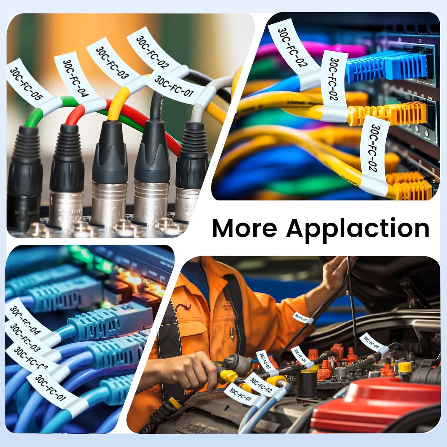 Flexible-ID TZe-FX251 Label Tape 24mm Compatible with Brother P-touch Flexible Label TZeFX251 FX251 1 inch, Suited for Wire Wrapping and Frlagging for PTE560TVP PTD600 PTP710BT Label Maker, 4pk