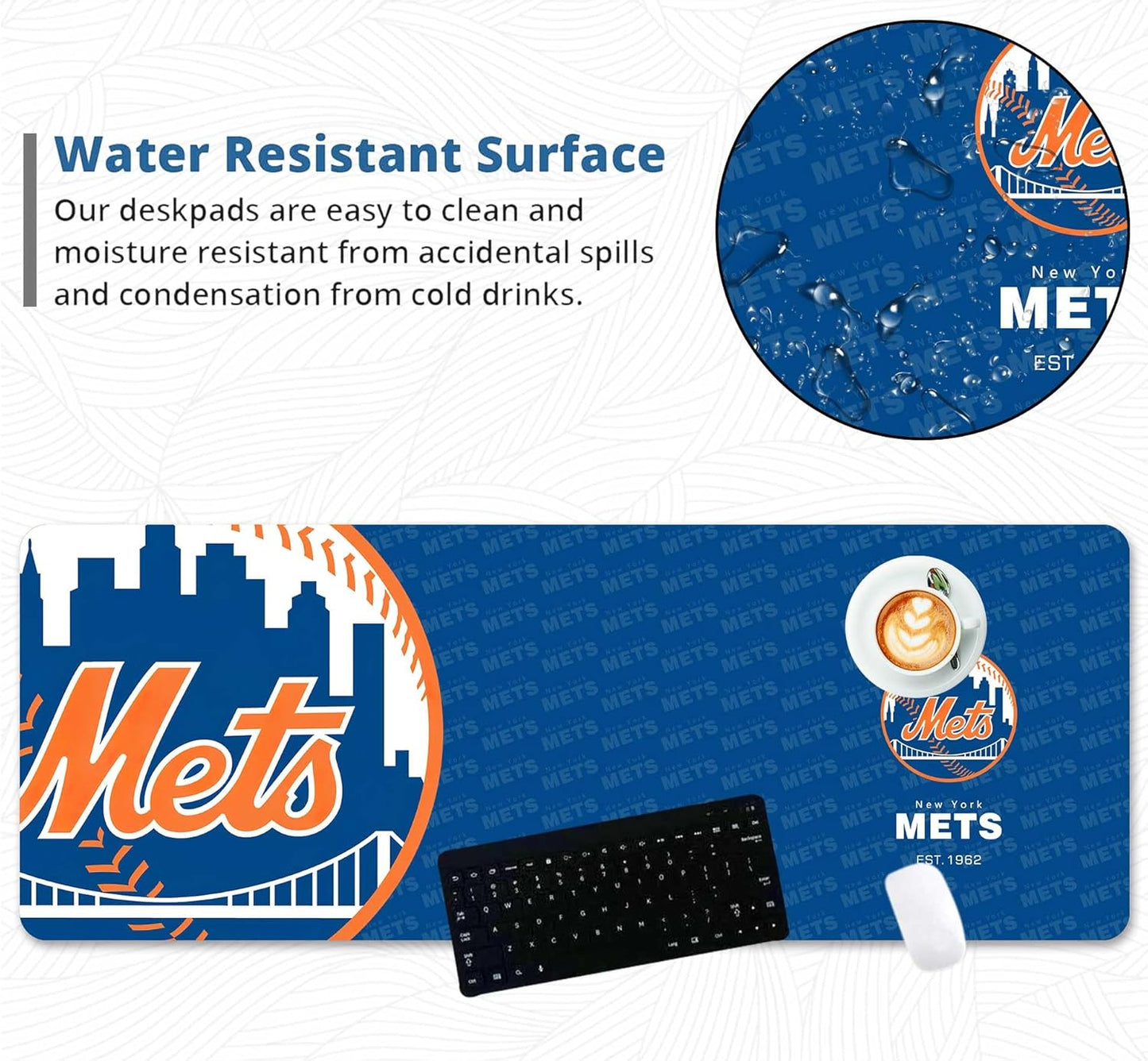 Waterproof Mouse Pad - Extended Contour Mouse Mat for Home and Office, Large Gaming Mousepad Laptop Keyboard Mat with Non-Slip Rubber Base, Stitched Edges