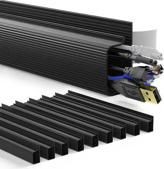 Delamu 157in Cable Management Under Desk, Safe & Tidy Under Desk Cable Management for Home & Office, Cord Organizer for Desks, Wire Organizer Kit,10 Pack Black