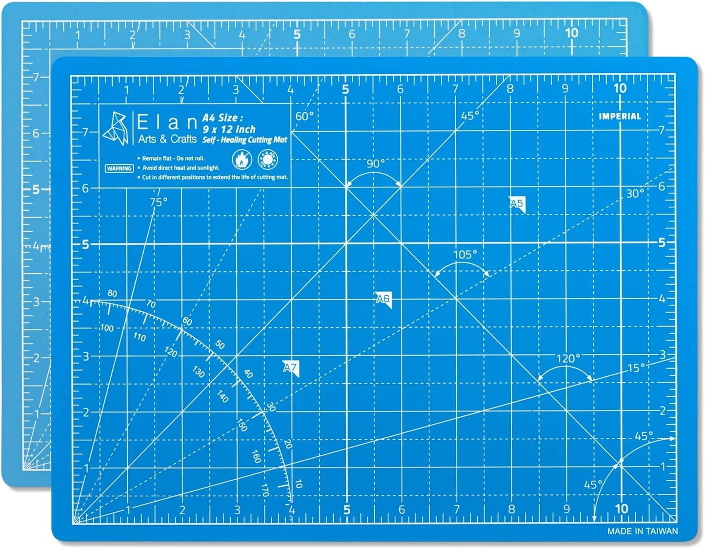 Elan Cutting Mat A4 Blue, Self Healing Cutting Mat 9x12 Inch, 5-Ply Craft Board Blue, Hobby Board for Crafts 9x12 Inch