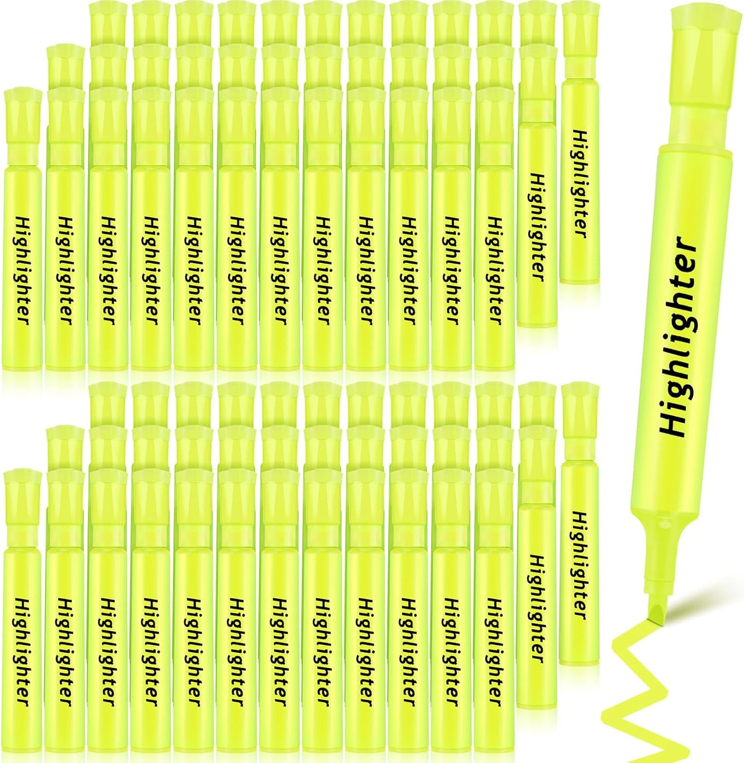 Qilery 72 Pack Highlighters Bulk, Tank Style Chisel Tip Highlighters Markers Quick Drying for Kids and Adult Coloring, Classroom Home Office School Supplies (Yellow)