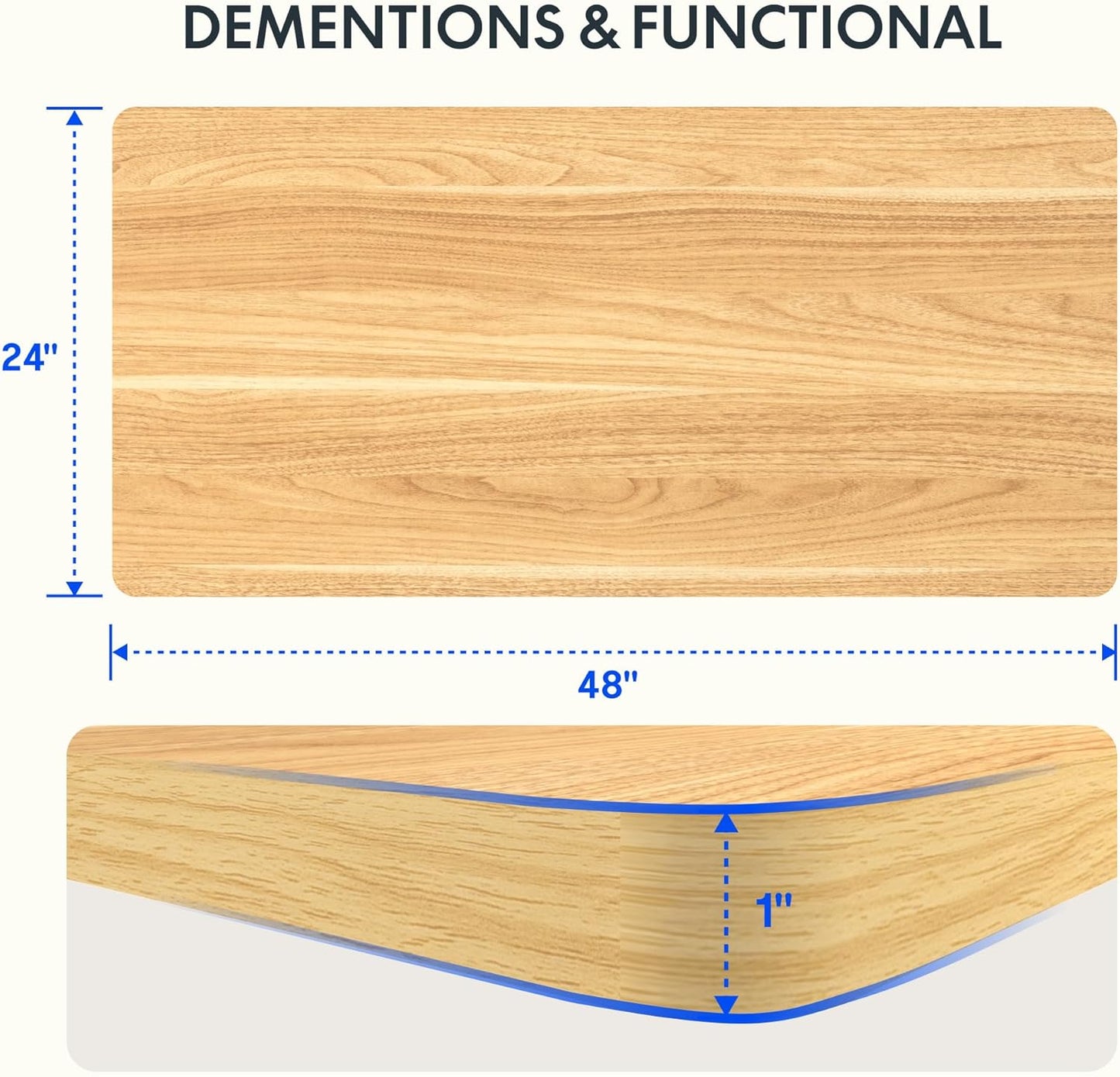 FLEXISPOT EN2 Whole-Piece Standing Desk with Clamp Power Strip, 48 x 24 Electric Stand Up Height Adjustable Desk with Cable Management (White Frame + 48" Maple Top)