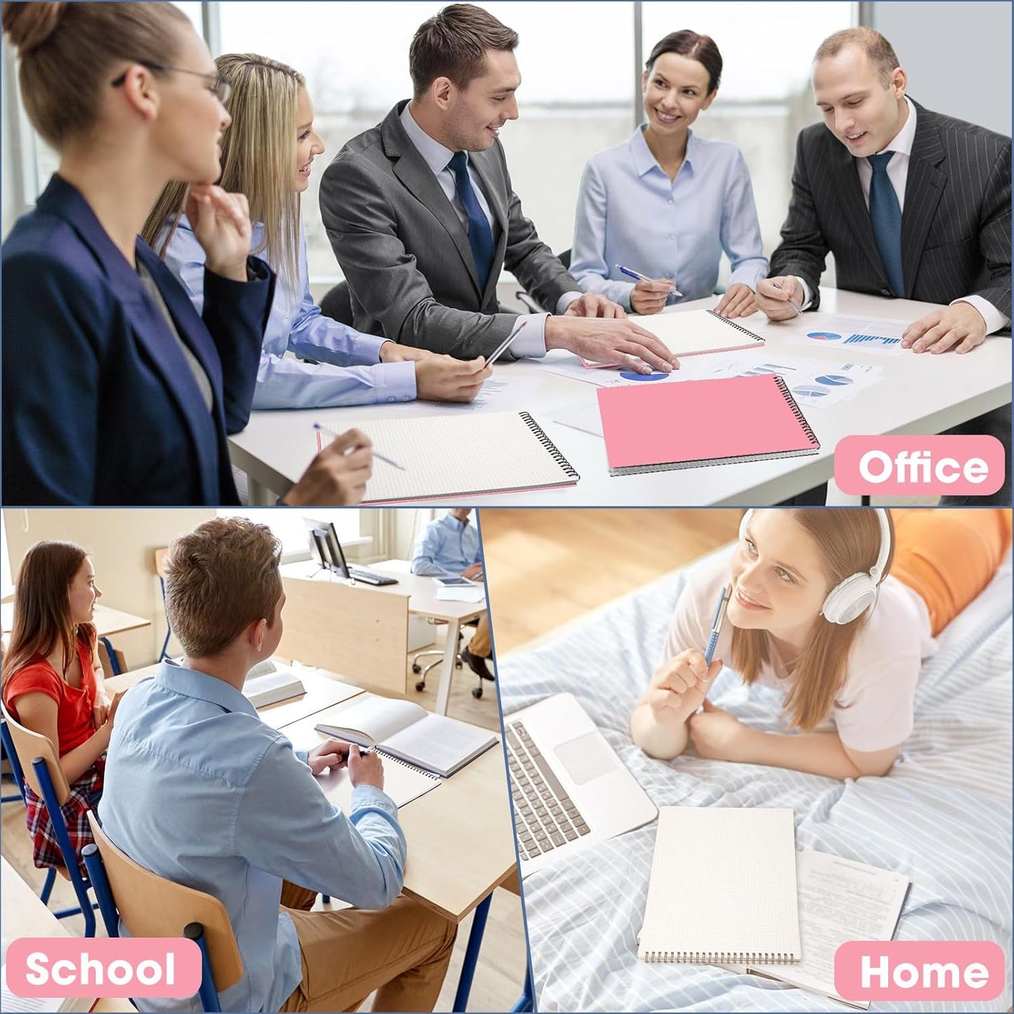 1 Pack Top Spiral Graph Paper Notebooks 8.7 X11.4 Inch A4 Grid Paper Notepad 70 Sheet Memo Steno Pad for Engineering Writing Sketching Drawing School Office Supplies (Pink)