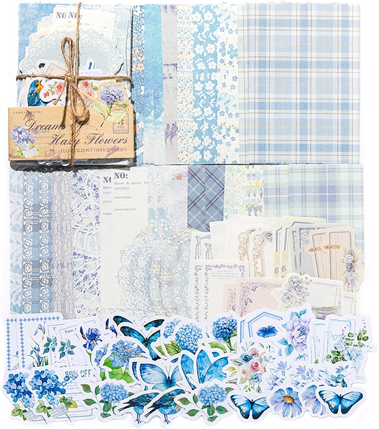 Doraking 100pcs Vintage Floral Scrapbook Paper Journaling Stickers Assorted Set, Material Paper Memo Junk Journal Supplies for Bullet Journaling Retro Crafts Planner Collage Card Album