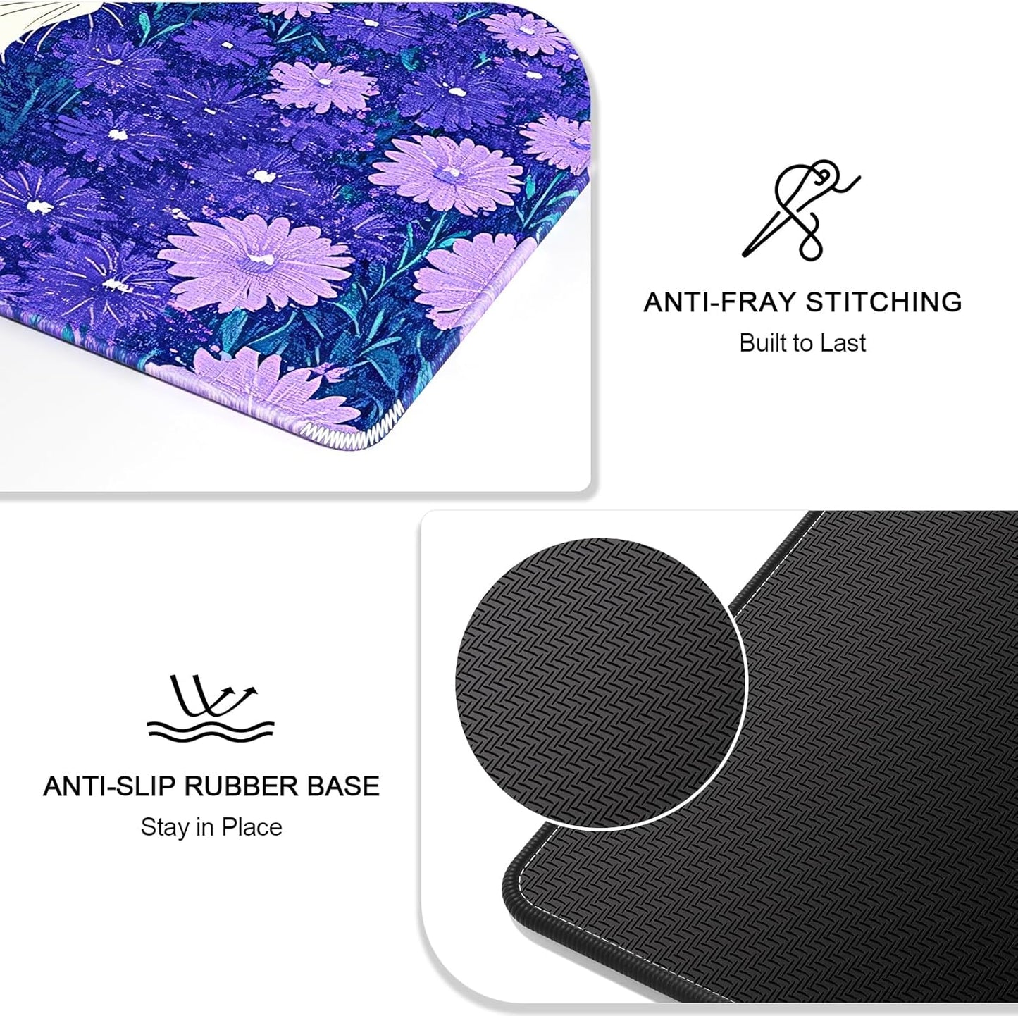 Auhoahsil Large Gaming Mouse Pad, Cute Cat XXL 35.4 x 15.7 in Desk Pad Stitched Non-Slip Rubber Long Computer Mousepad Thin Extended Full Size Desk Mat for Desktop, Laptop, Wireless Mice, Purple