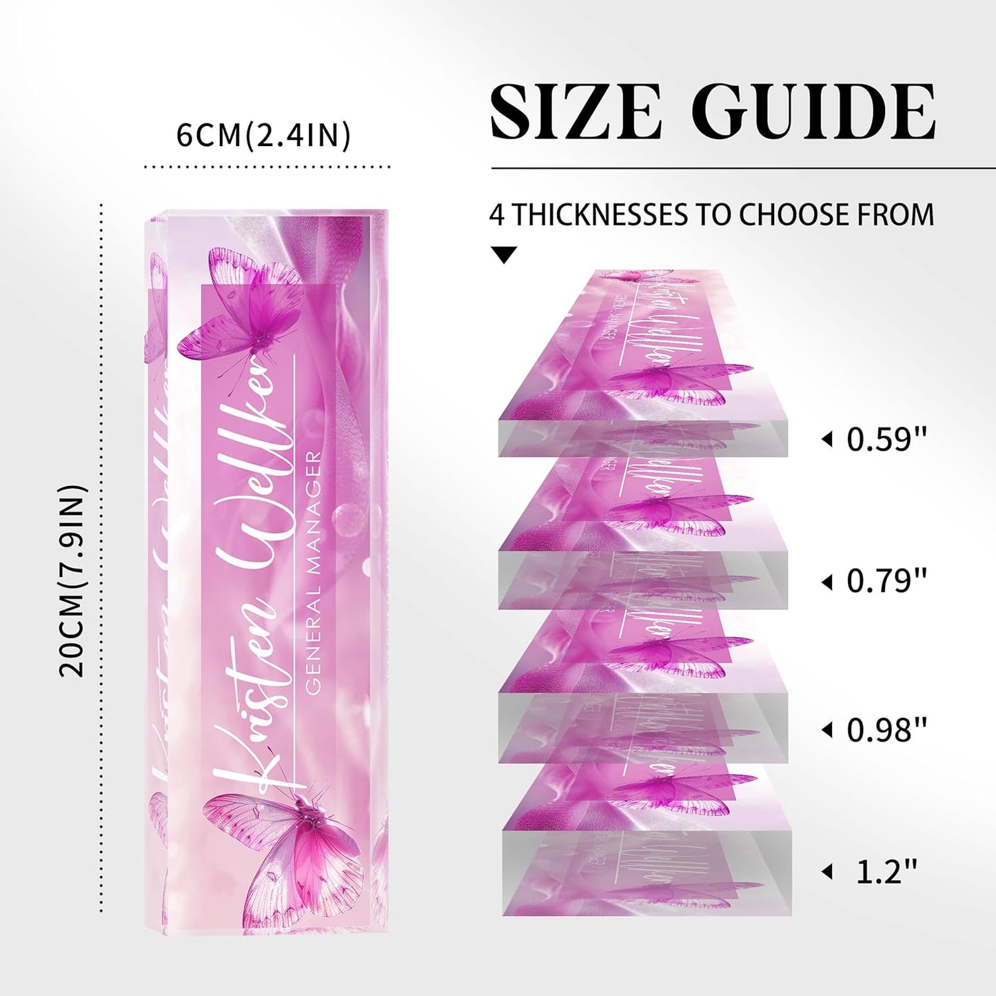 Custom Office Name Plate for Desk, Desk Name Plate Personalized, Personalized Gifts for Women, Appreciation Gifts for Employee Coworkers Boss Teacher, Office Accessories (Purple Butterfly)