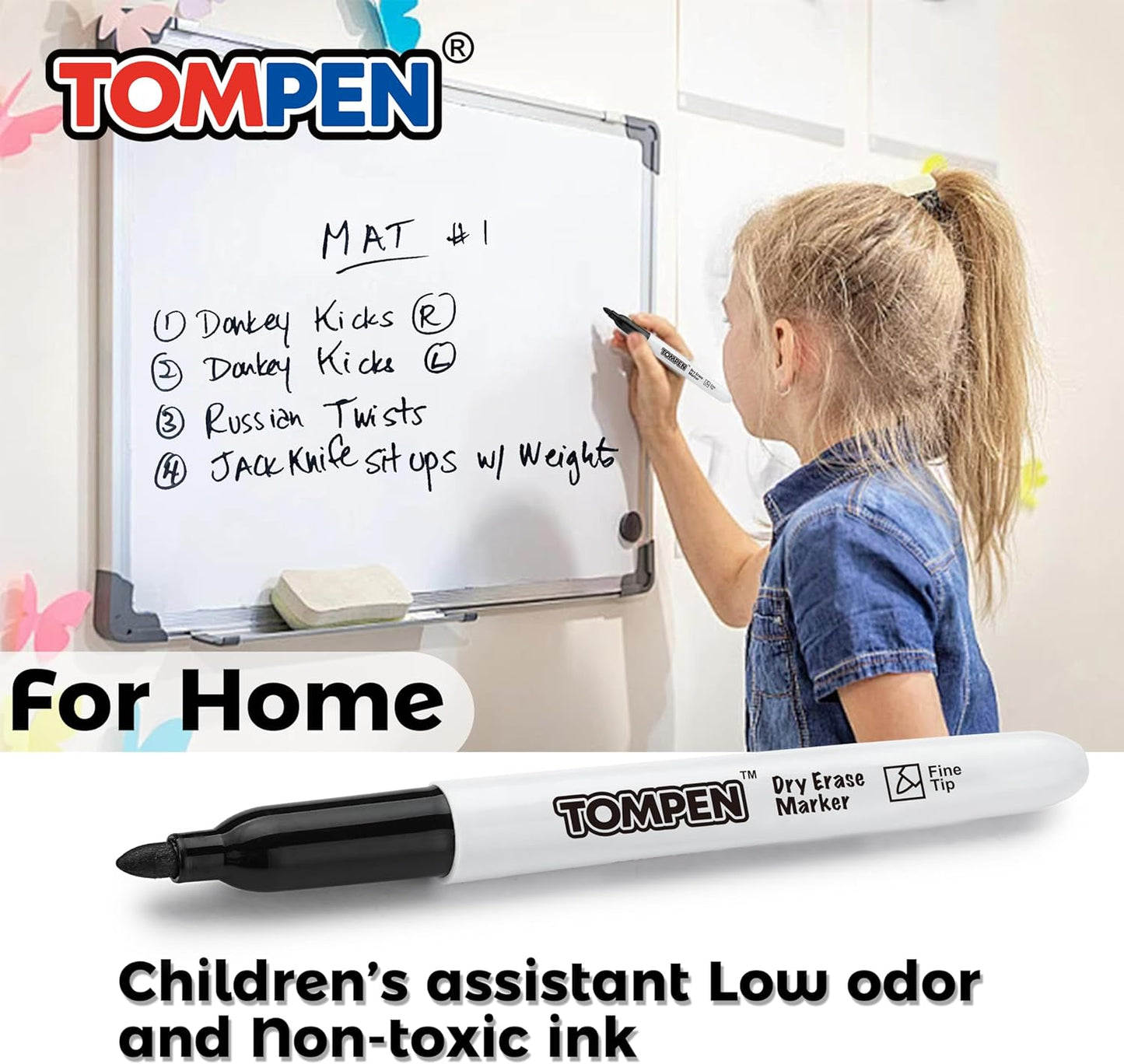 Dry Erase Markers Fine Tip,Black,48 Count Bulk,Thin Erasable Whiteboard Markers with Low Odor Ink Quick-Drying for Calendar Boards Office Home School Writing Planning