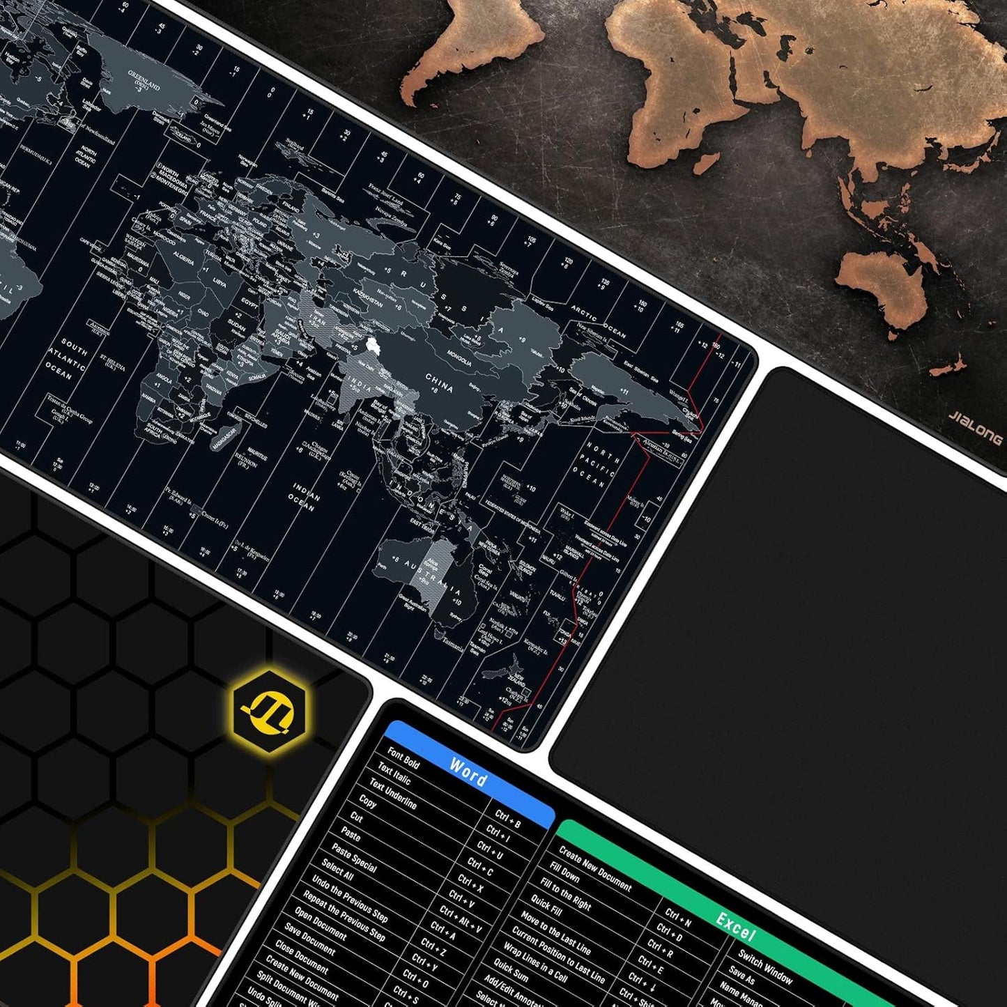 JIALONG Large Gaming Mouse Pad, XXL Desk Mousepad with Stitched Edges, Non-Slip Base Keyboard Pad for Gamer, Office & Home Classic Black