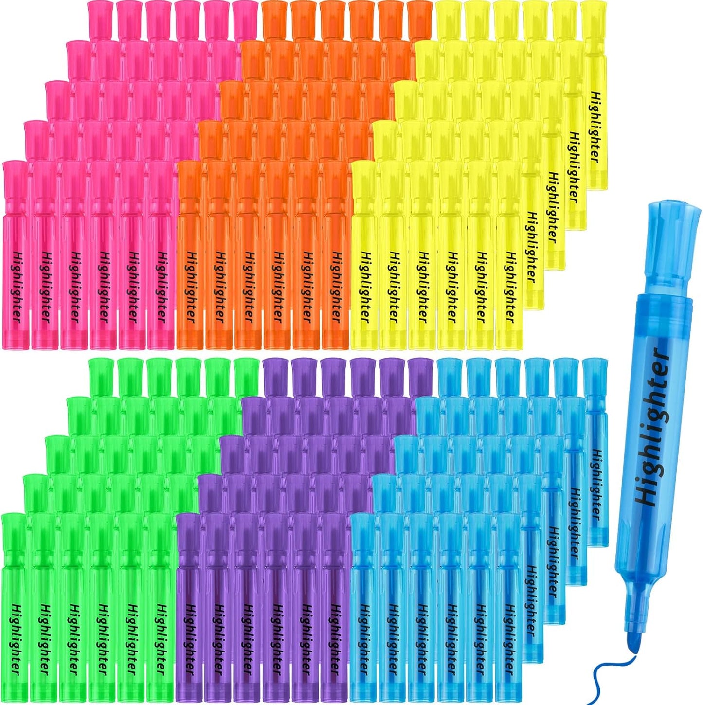 Teling 180 Pcs Highlighters Bulk Chisel Tip Tank Style Highlighters for School Classroom Assorted Color Fluorescent Pens for Office Shop