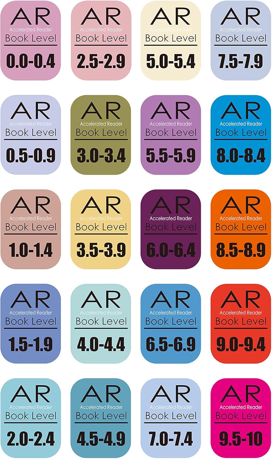 Genre Book Spine Labels for Library | Classroom Library Classification Stickers 450pcs | AR Reading Level