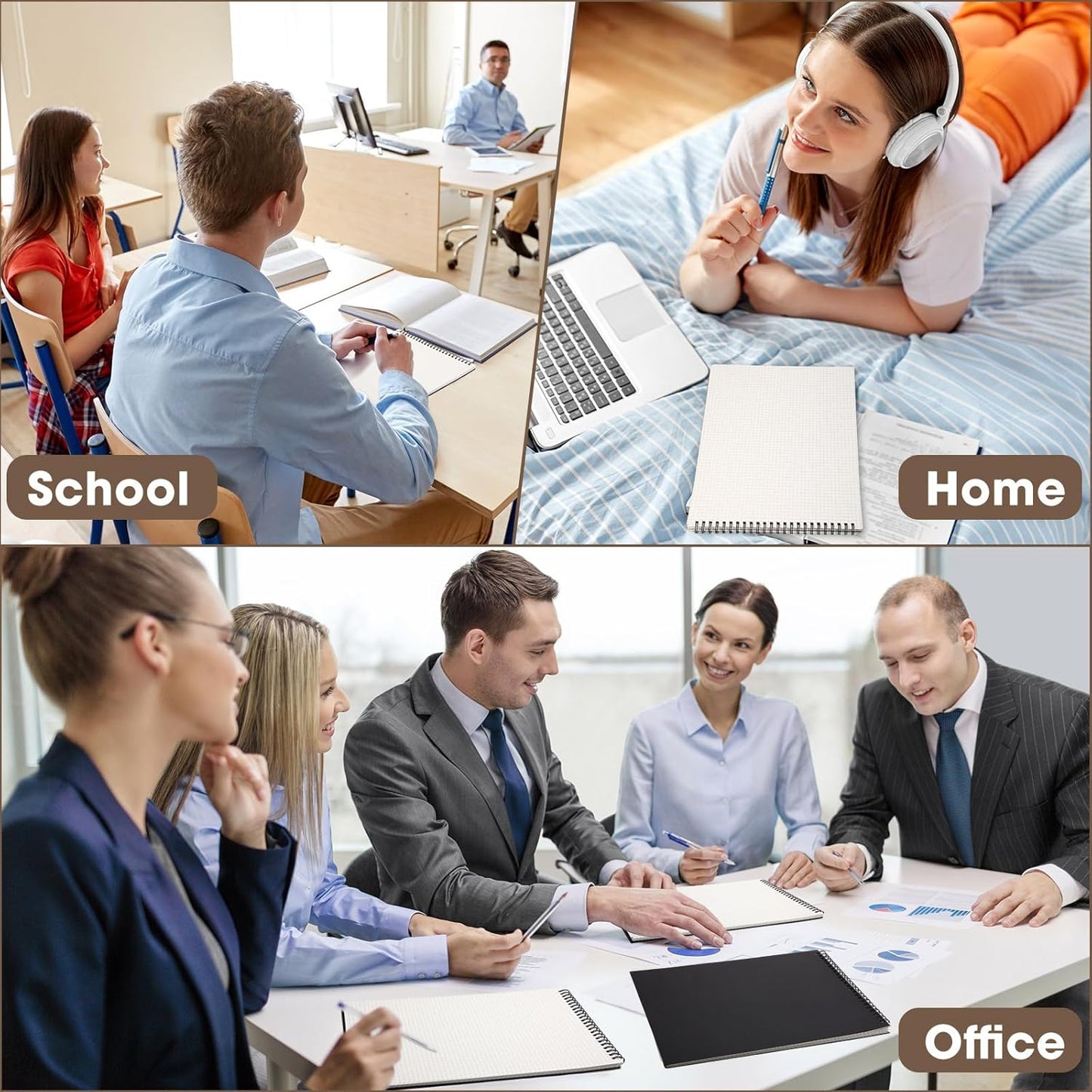 12 Pack Top Spiral Graph Paper Notebooks 8.7 X11.4 Inch A4 Grid Paper Notepad 70 Sheet Memo Steno Pad for Engineering Writing Sketching Drawing School Office Supplies (Black)