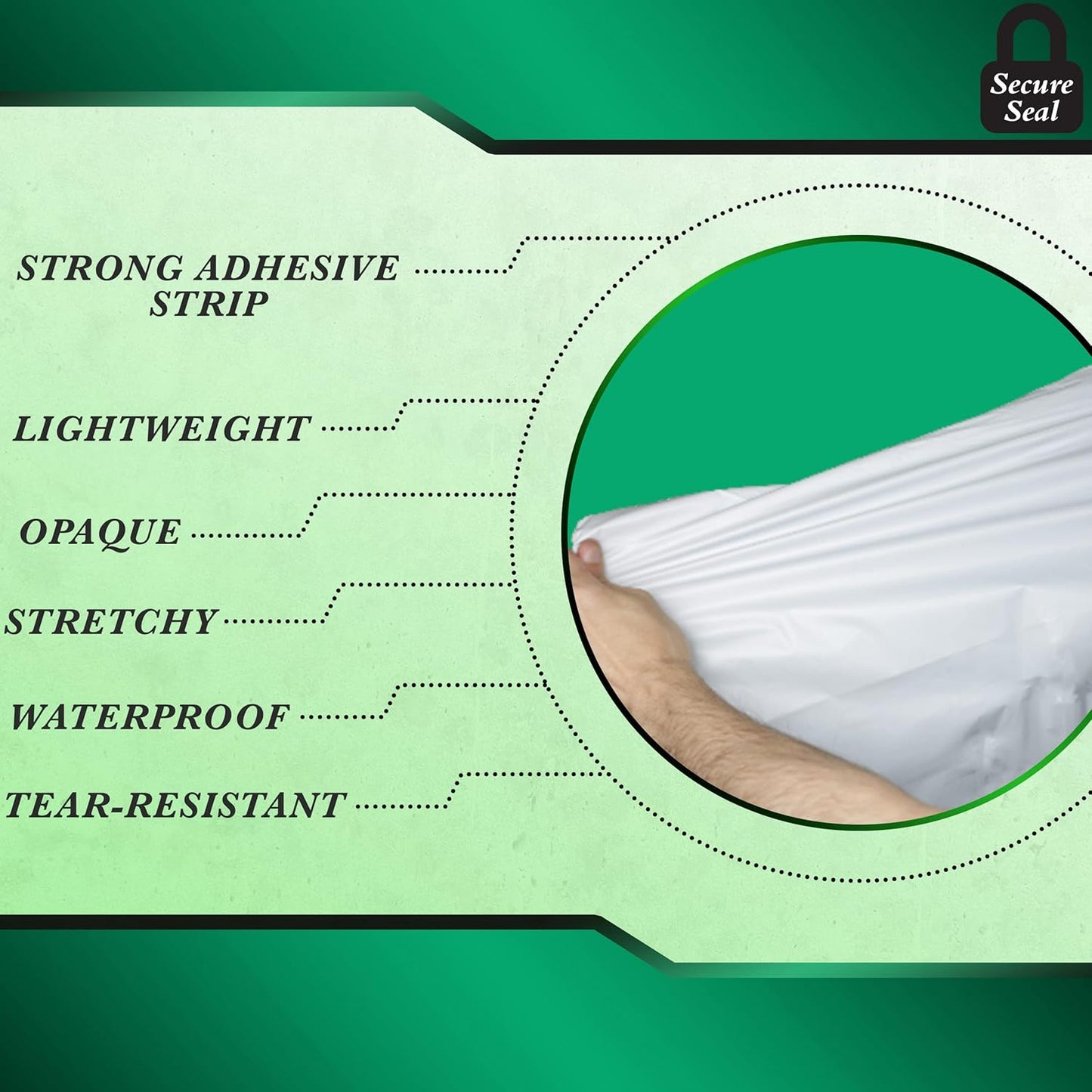 100 Pack Secure Seal White Poly Mailers Shipping Bags - Safe Shipping with 7.5x10.5 Mailers Poly Bags - E-Commerce Poly Bags for Shipping - Self Sealing 2 Mil Poly Shipping Envelopes