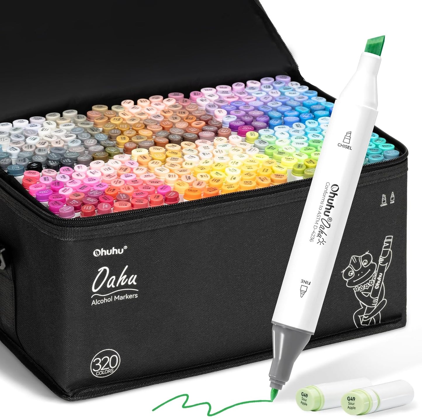 Ohuhu Alcohol Markers 320 Colors - Chisel & Fine Double Tipped Art Markers for Artists Adults Coloring Drawing Sketching Illustration - Alcohol-based Refillable Ink