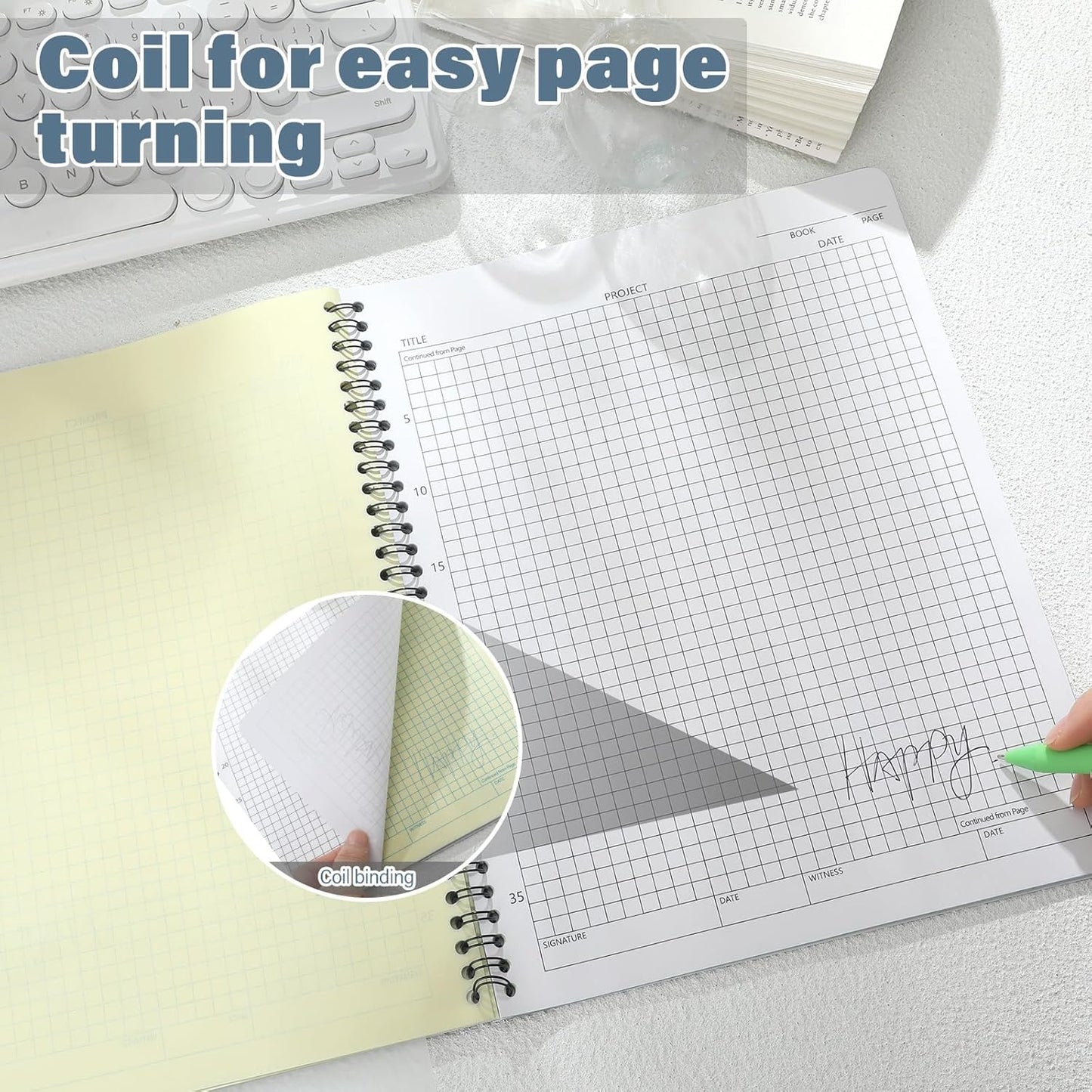 1 Pack Carbonless Lab Notebook Carbon Copy 8.5'' x 11'' Laboratory Engineering Chemistry Computation Notebook Science Grid Contains 25 Set Pages 50 Sheets Total Coil Binding