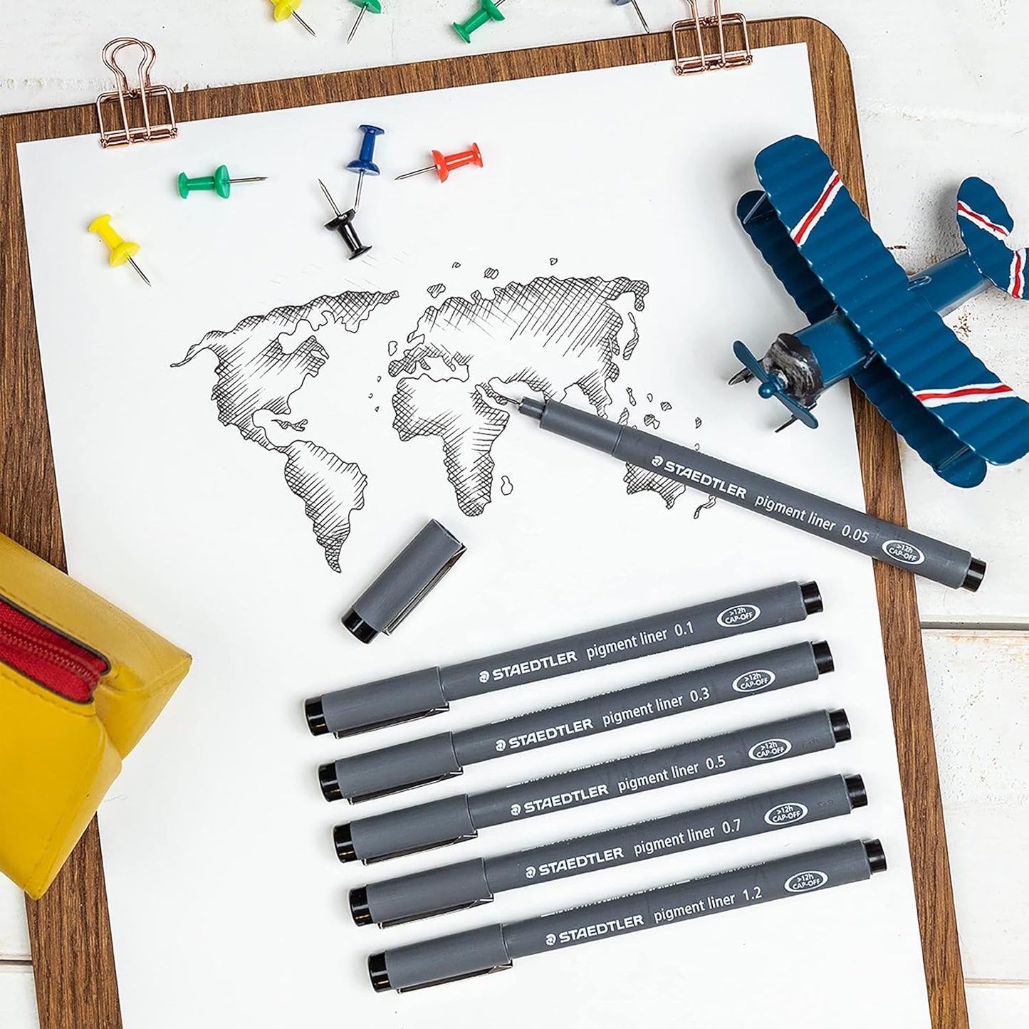 STAEDTLER Pigment Liner, Fineliner Pen for Drawing, Drafting, Journaling, 0.3mm, Black, Box of 5 Pens, 308 03-9M