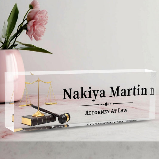 Desk Name Plate Personalized, Lawyer Name Plate for Desk, Office Desk Decor for Women & Men, Employee Appreciation Gifts Custom Office Gifts for Lawyer