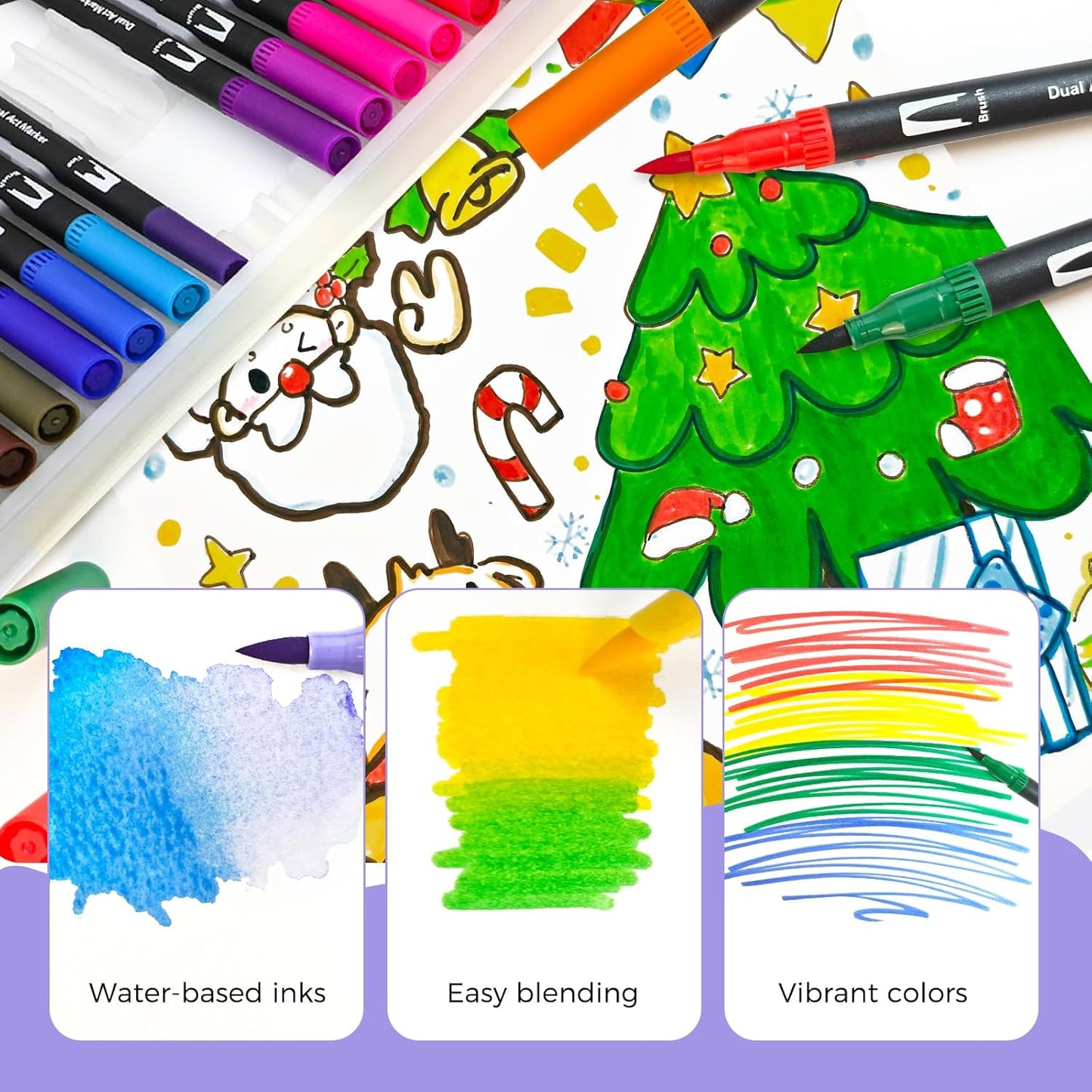 Artecho 72 Colors Markers for Adult Coloring Books No Bleeding, Dual Tip Markers for School, Fine and Brush Tip for Adults Coloring Books, Calligraphy, Drawing, Sketching